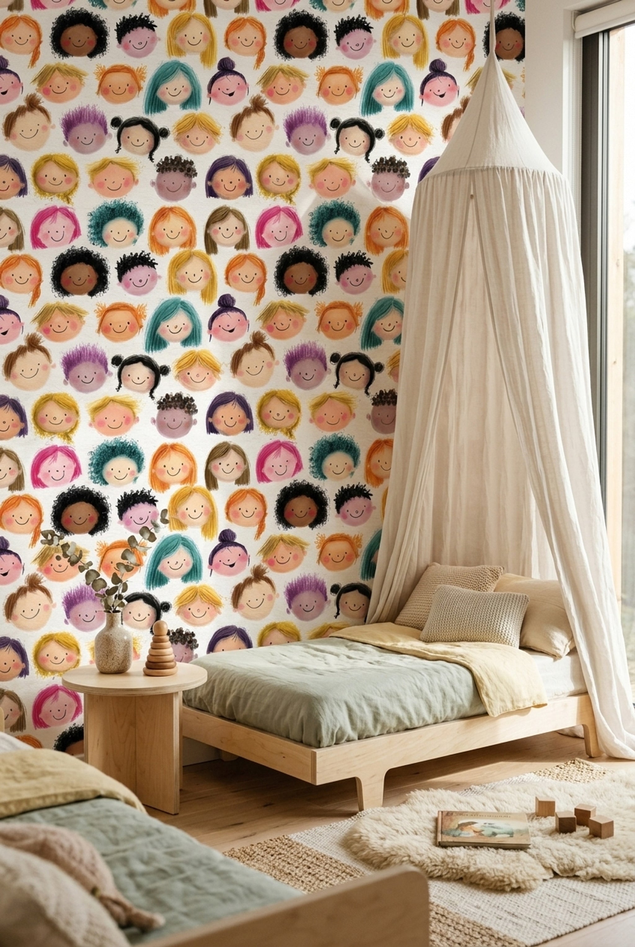 White Background Wallpaper Neutral Kids Decorative Mural