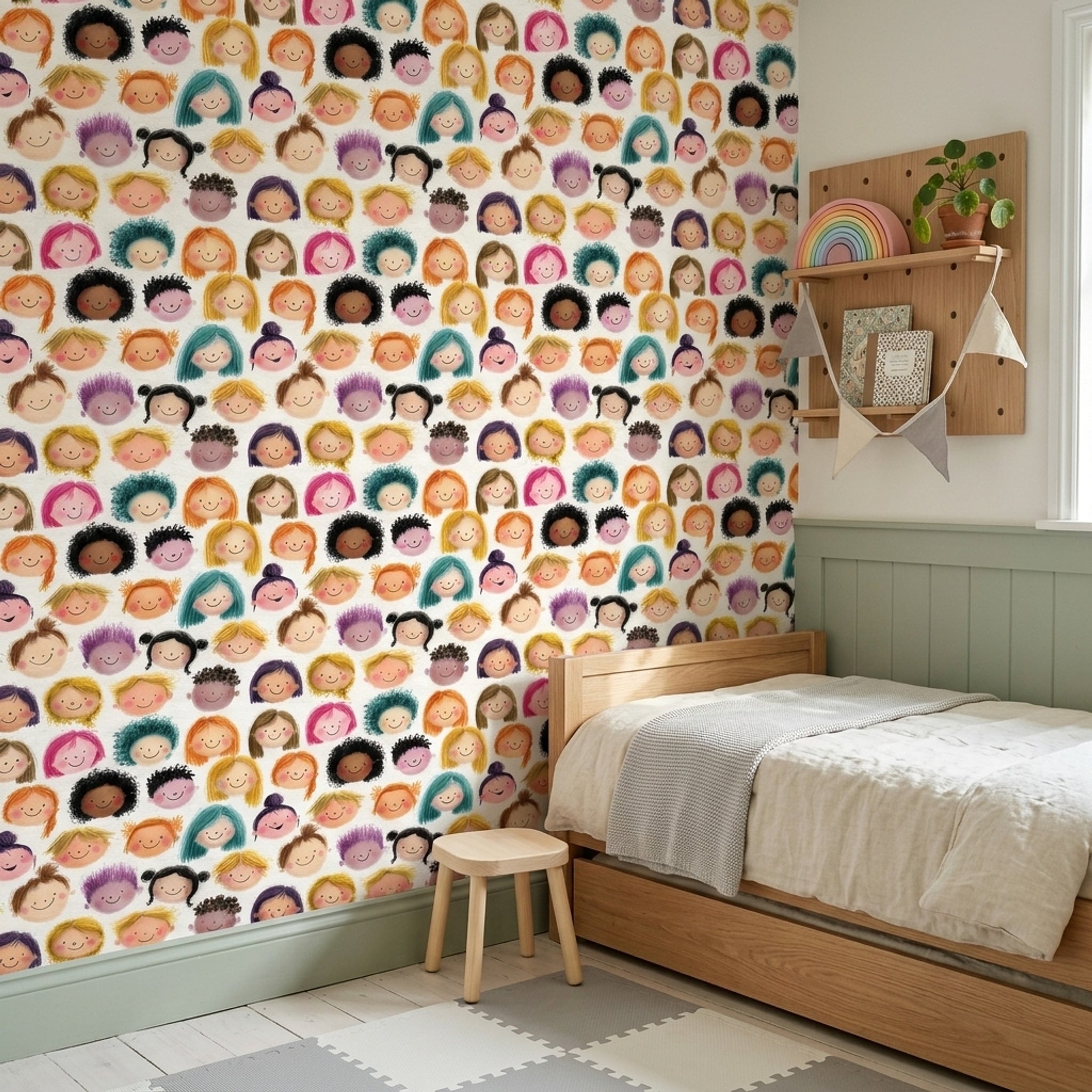 White Background Wallpaper Neutral Kids Decorative Mural
