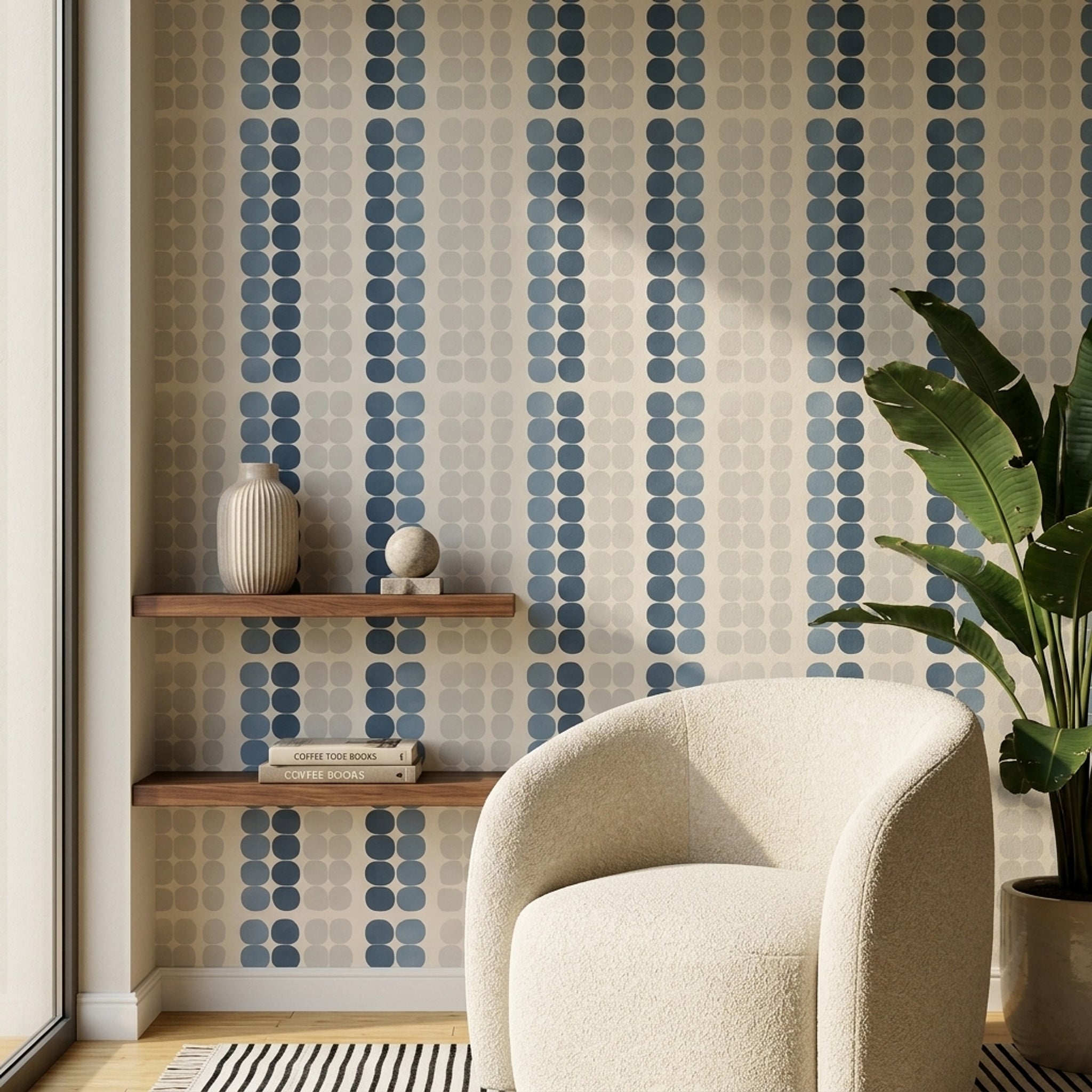 Mid Century Modern Wallpaper Retro Minimalist Decorative Mural