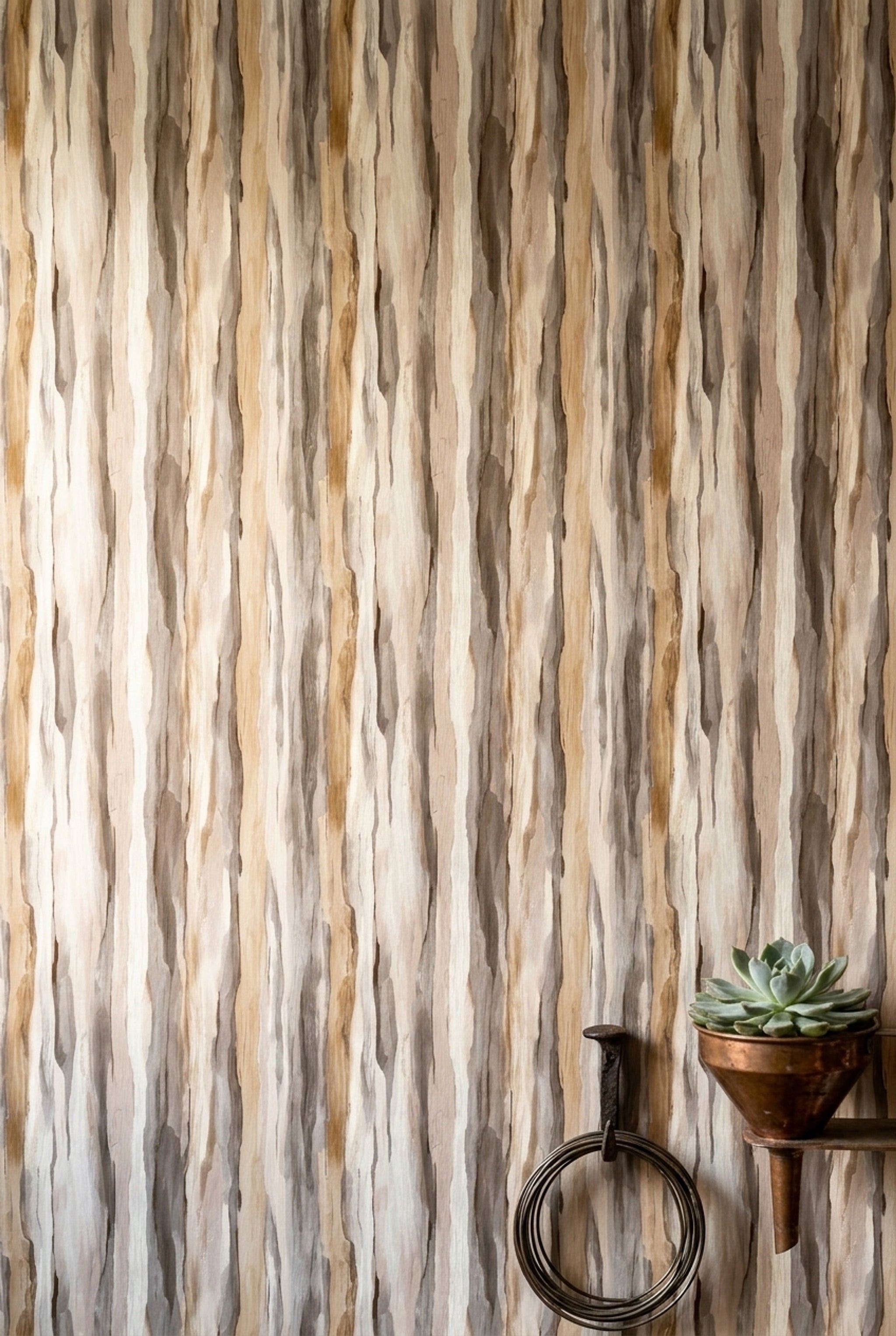 Vertical Stripes Wallpaper Neutral Removable Watercolor Wash Wall Double Roll