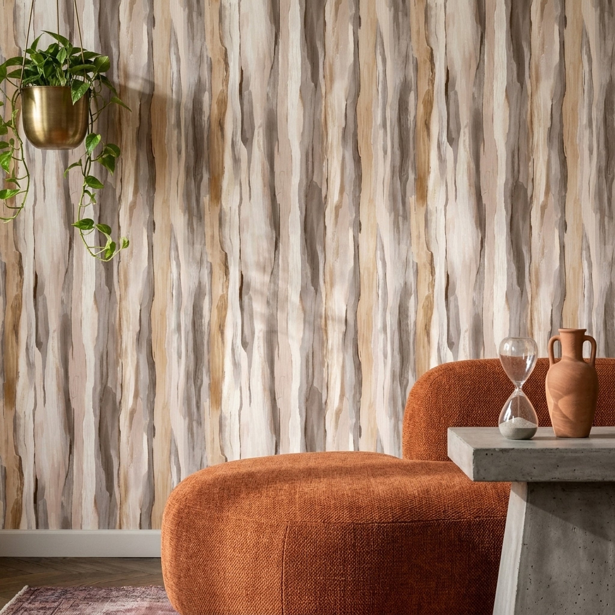 Vertical Stripes Wallpaper Neutral Removable Watercolor Wash Wall Double Roll