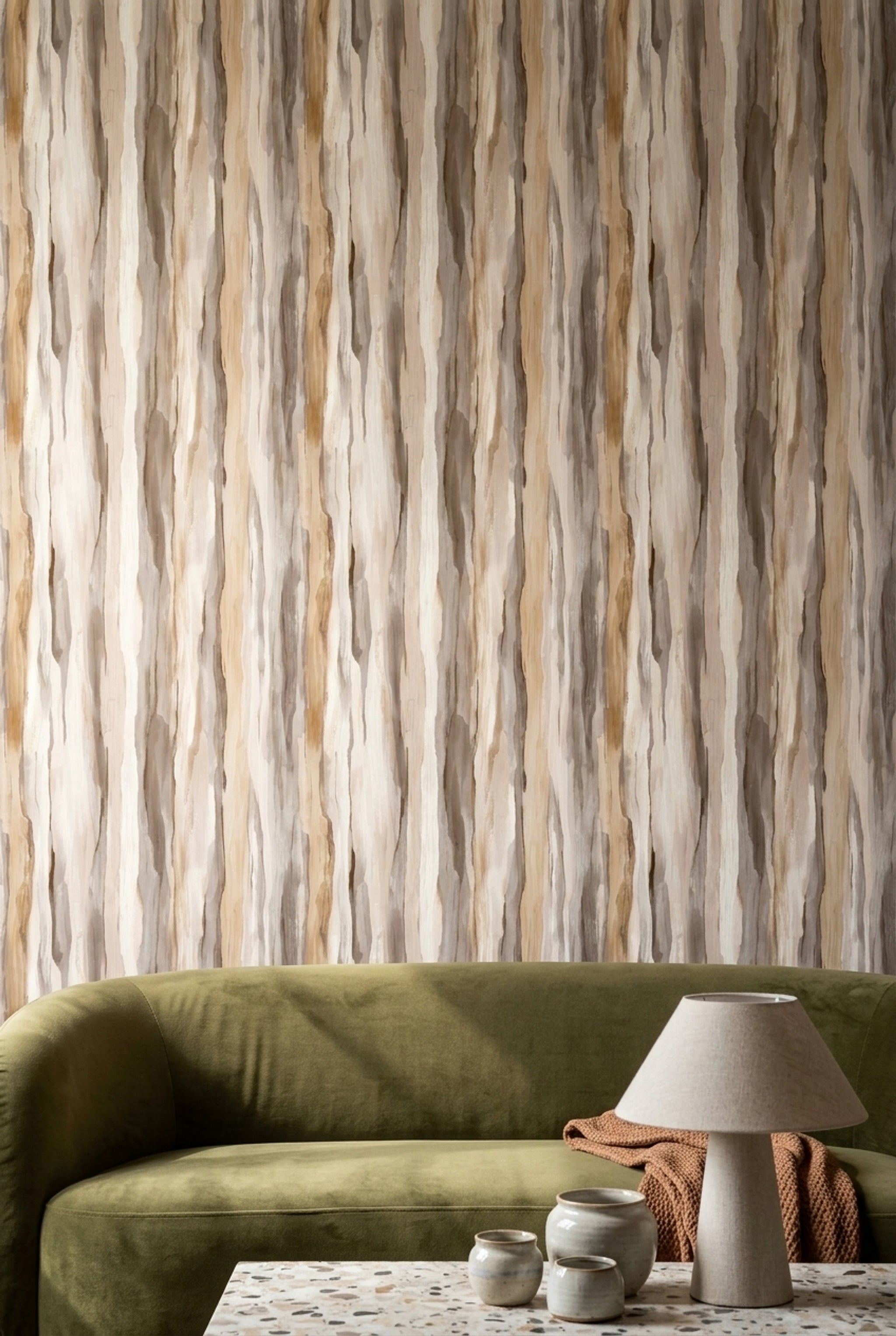 Vertical Stripes Wallpaper Neutral Removable Watercolor Wash Wall Double Roll