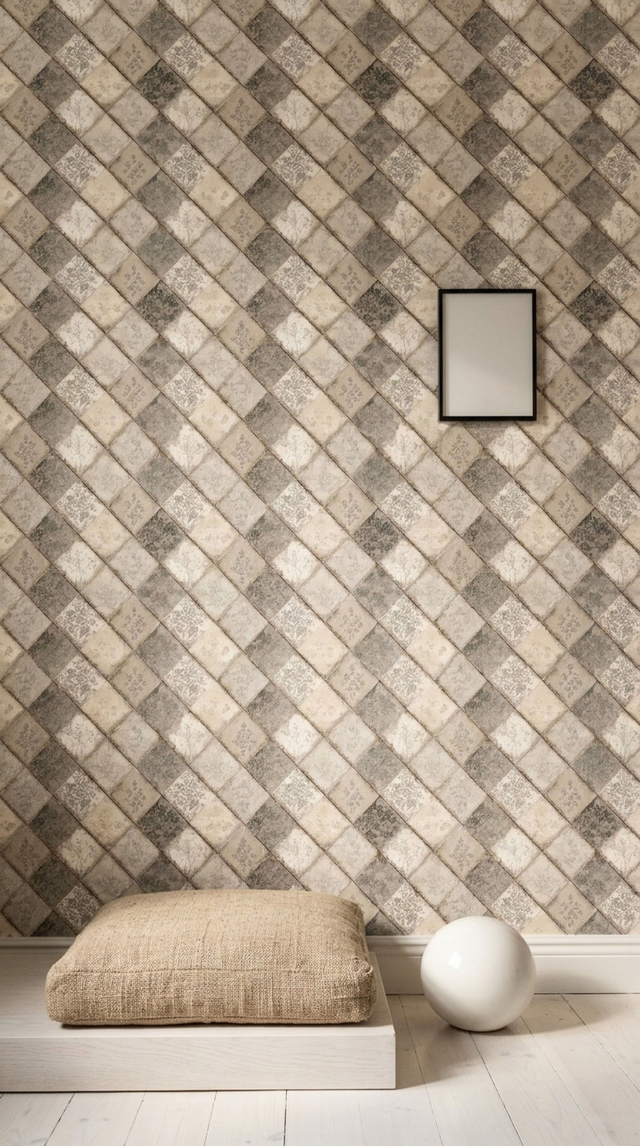 Geometric Diamond Wallpaper Tile Pattern Distressed Texture Removable Wall Decor