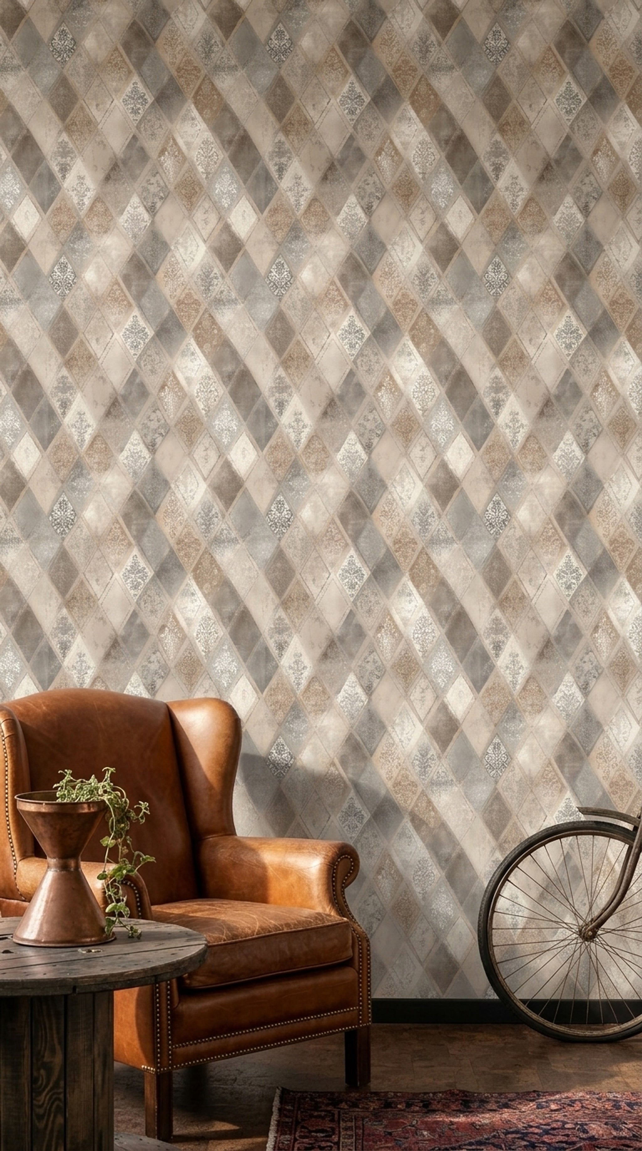 Geometric Diamonds Wallpaper Harlequin Removable Distressed Texture Wall Double Roll