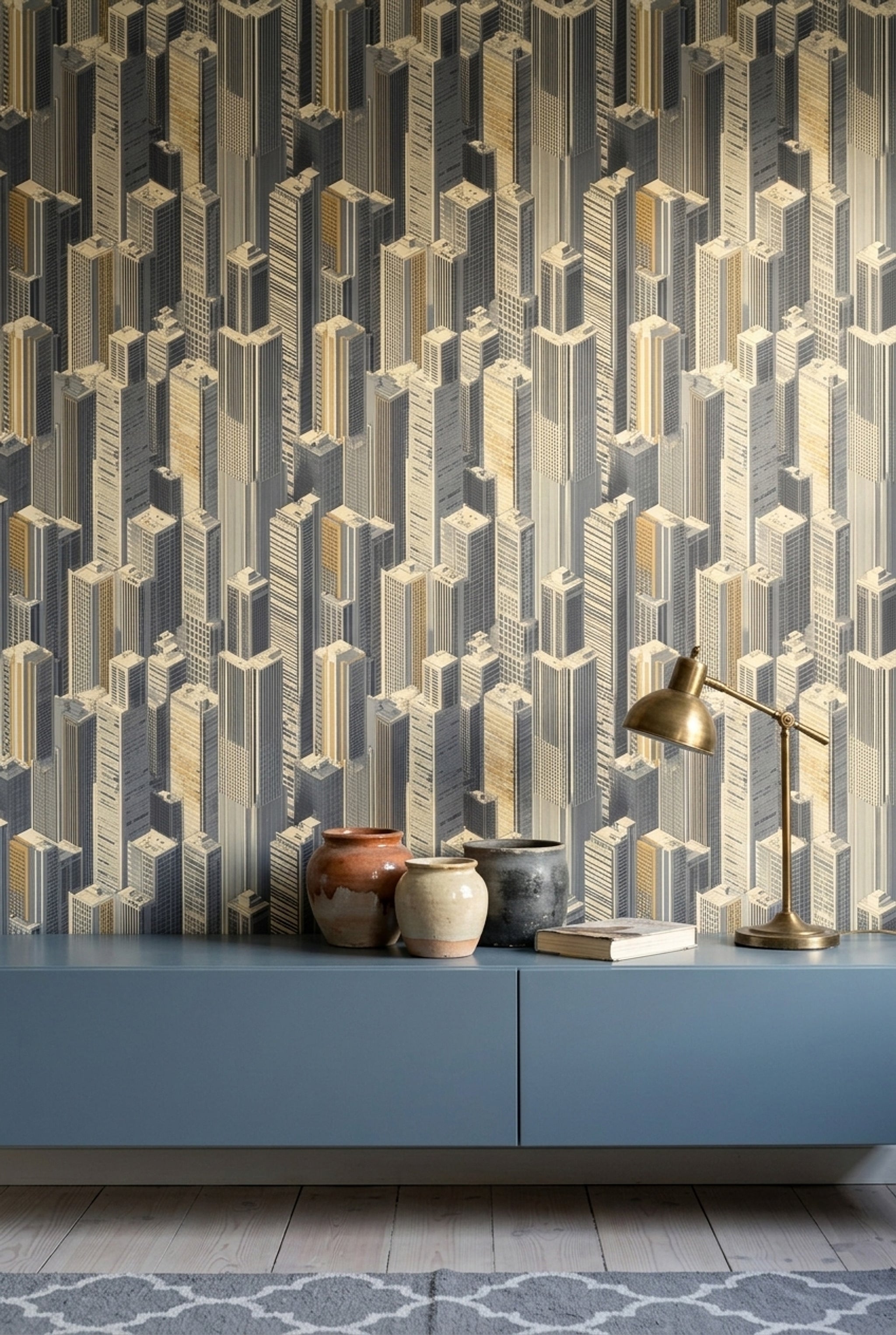 Urban Skyline Wallpaper Skyscrapers Cityscape Decorative Mural