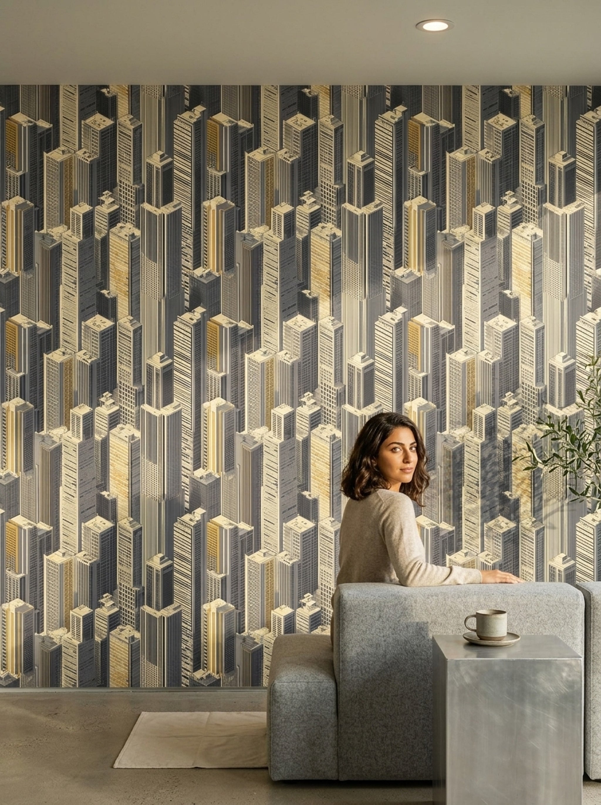 Urban Skyline Wallpaper Skyscrapers Cityscape Decorative Mural