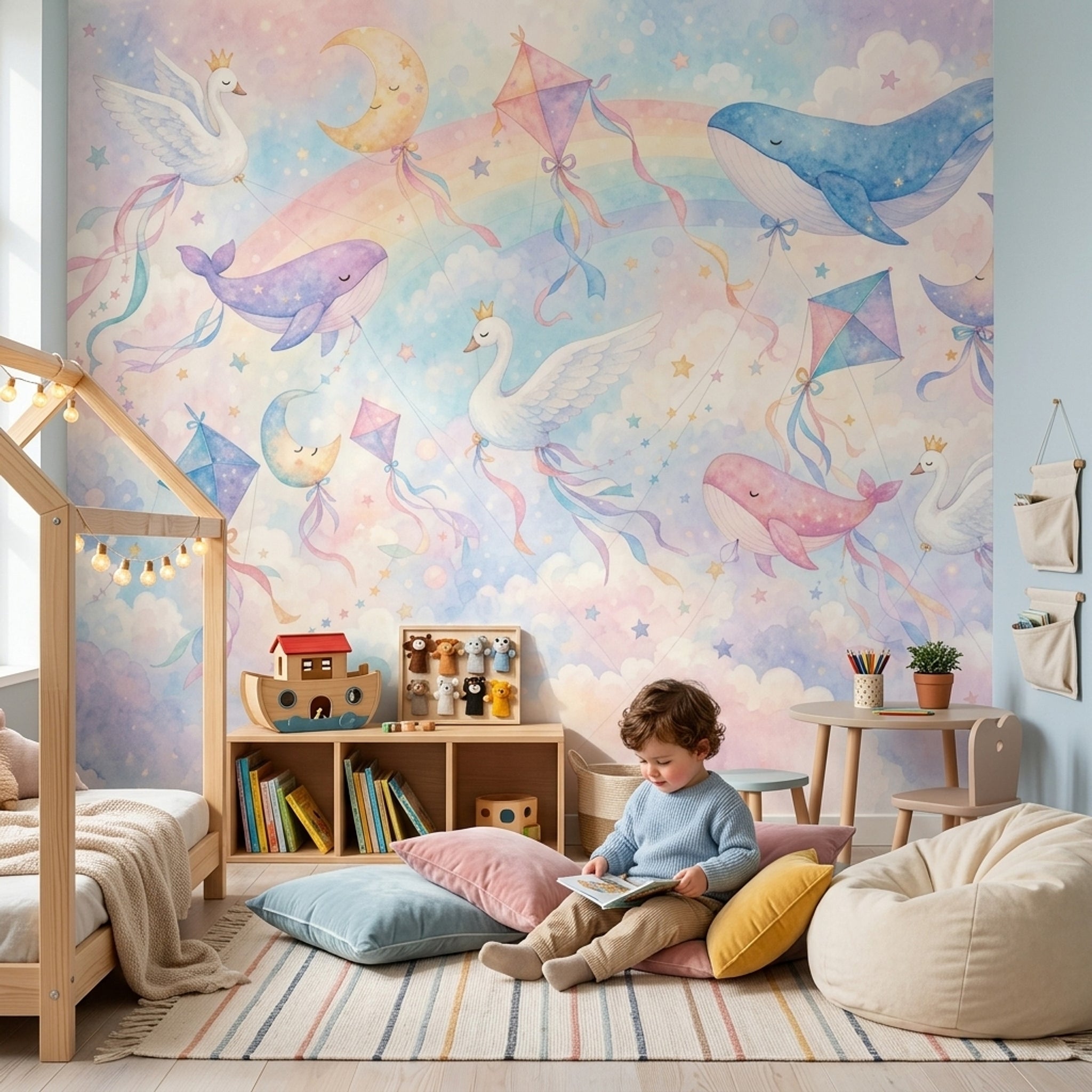 Watercolor Texture Wallpaper Pastel Sky Removable Dreamy Nursery Wall Decor