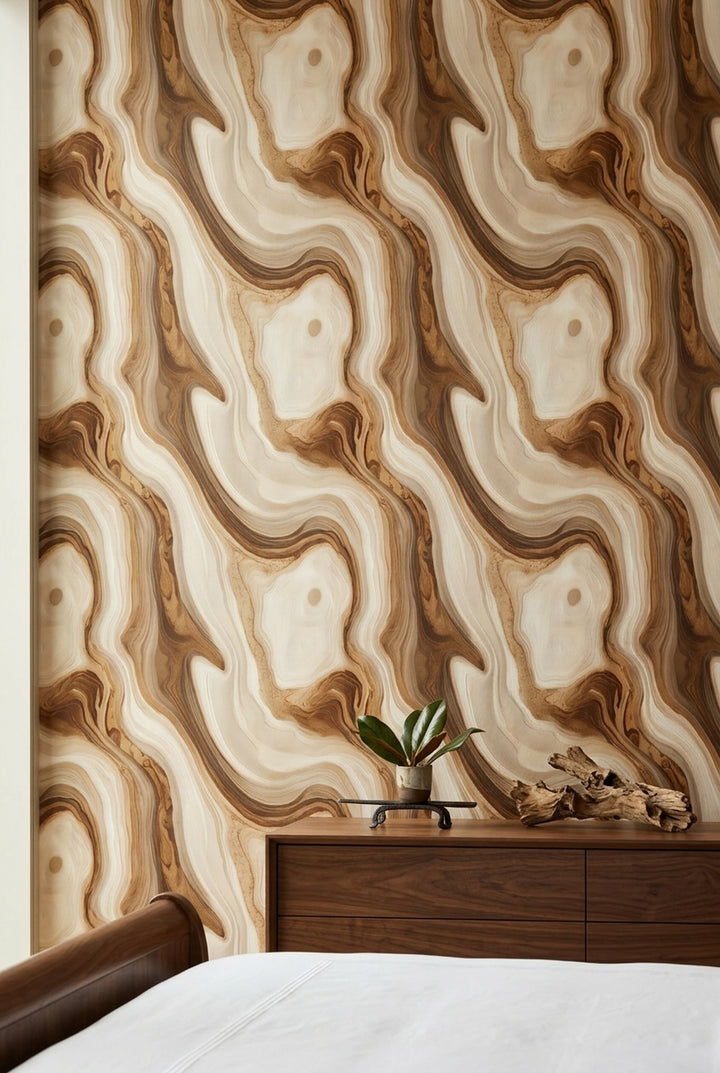 Marble Effect Wallpaper Abstract Swirl Agate Geode Removable Wall Decor