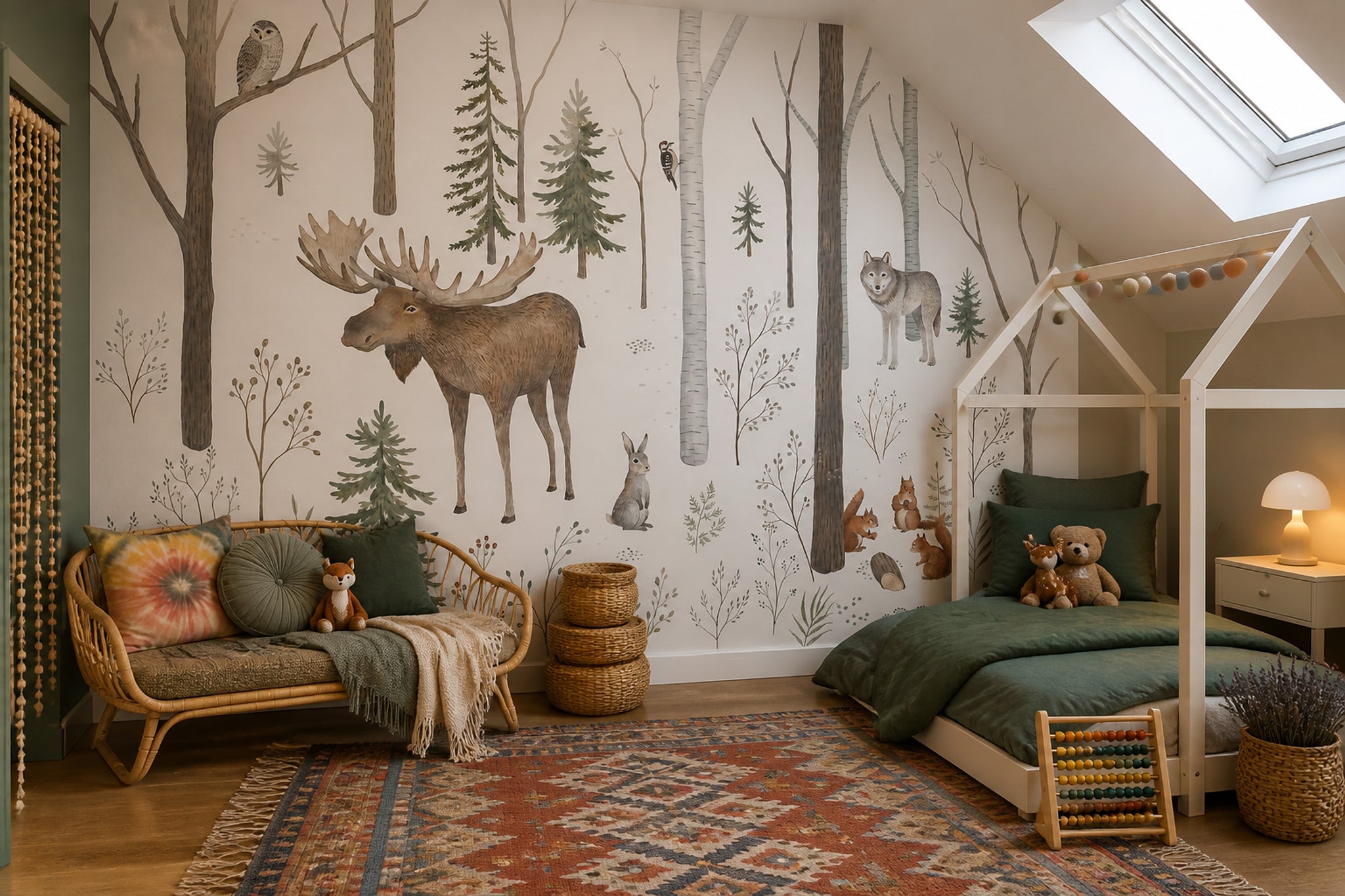 White Background Wallpaper Woodland Neutral Removable Wall Decor