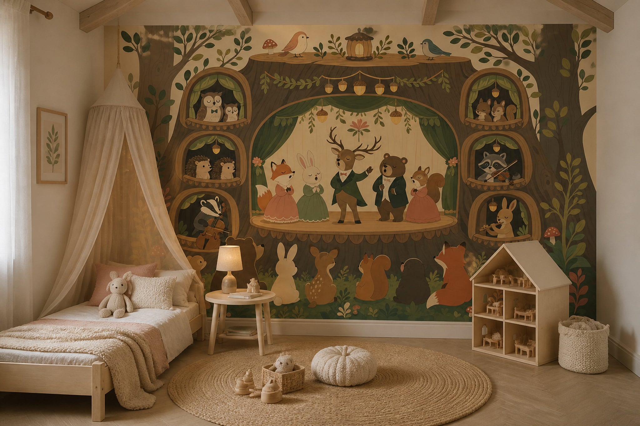Woodland Wallpaper Forest Animals Treehouse Theater Wall Mural