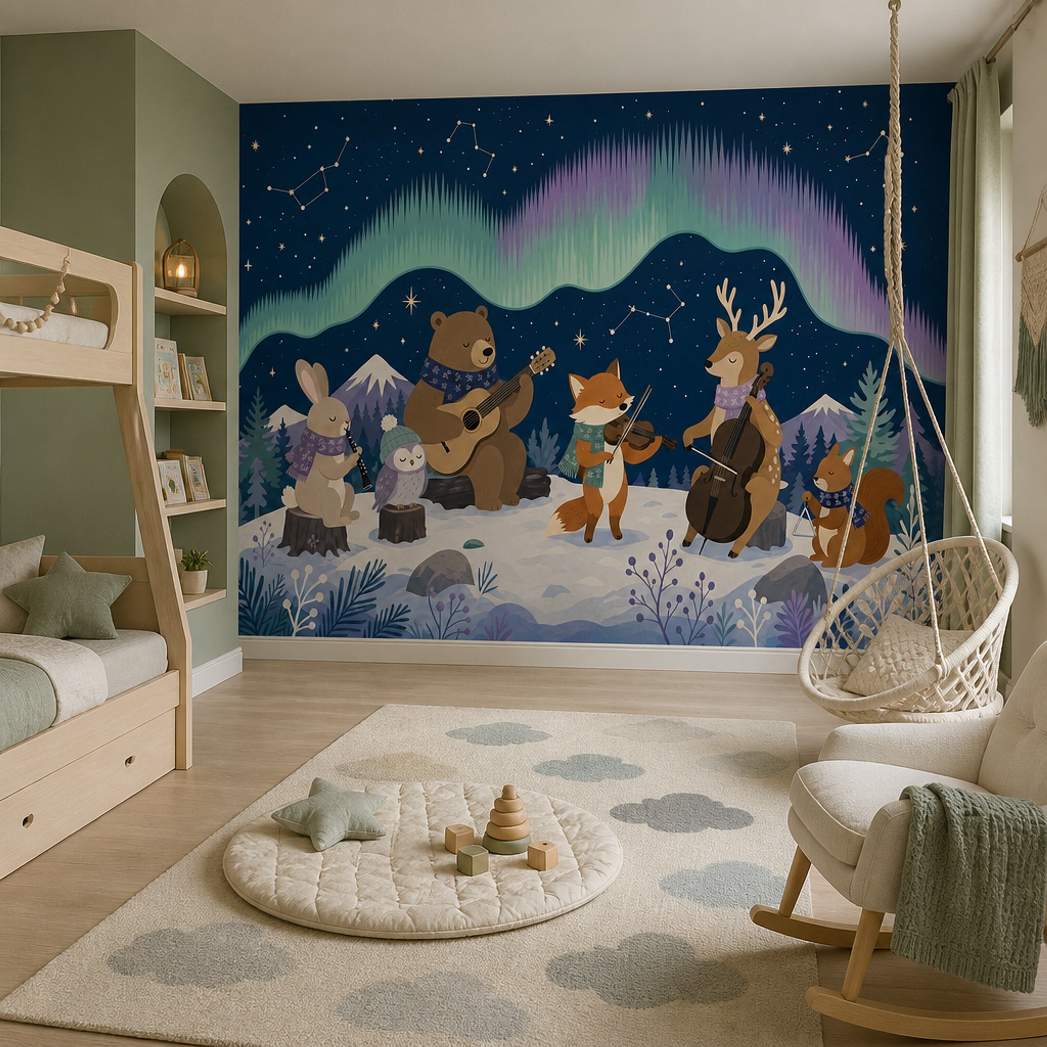 Aurora Borealis Wallpaper Northern Lights Arctic Sky Removable Wall Decor