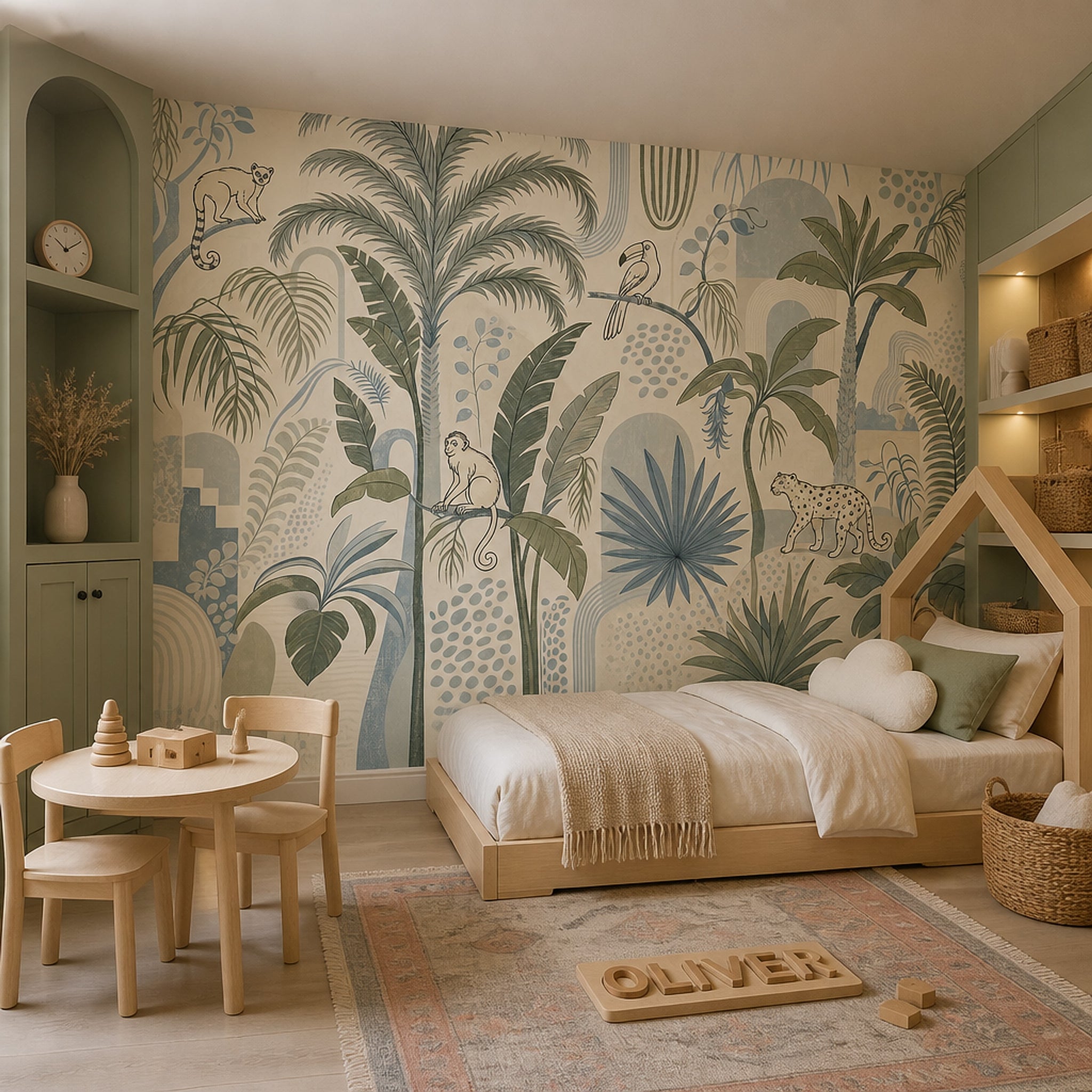 Tropical Jungle Wallpaper Palm Trees Banana Leaves Removable Wall Decor