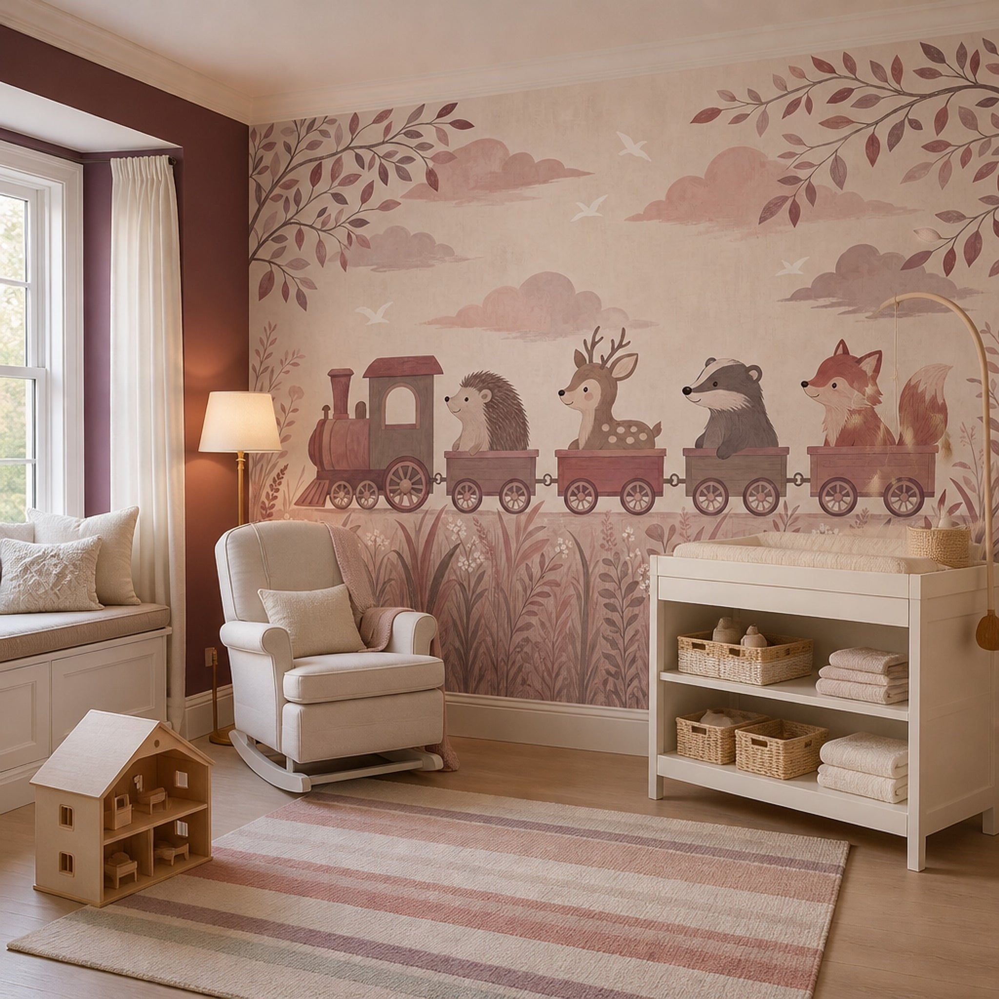 Woodland Animals Wallpaper Train Nursery Wall Mural