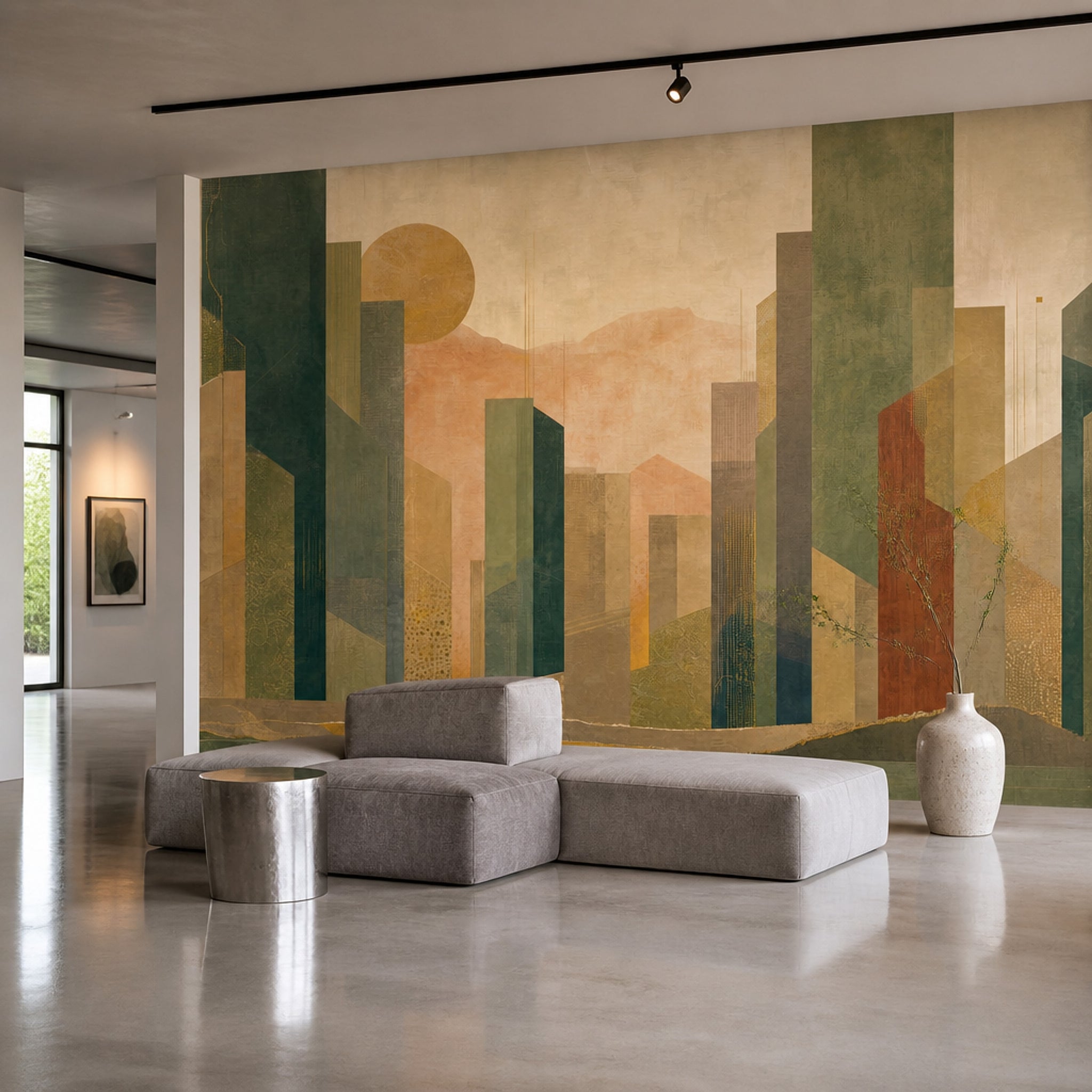 Muted Green Wallpaper Mid Century Modern Wall Mural