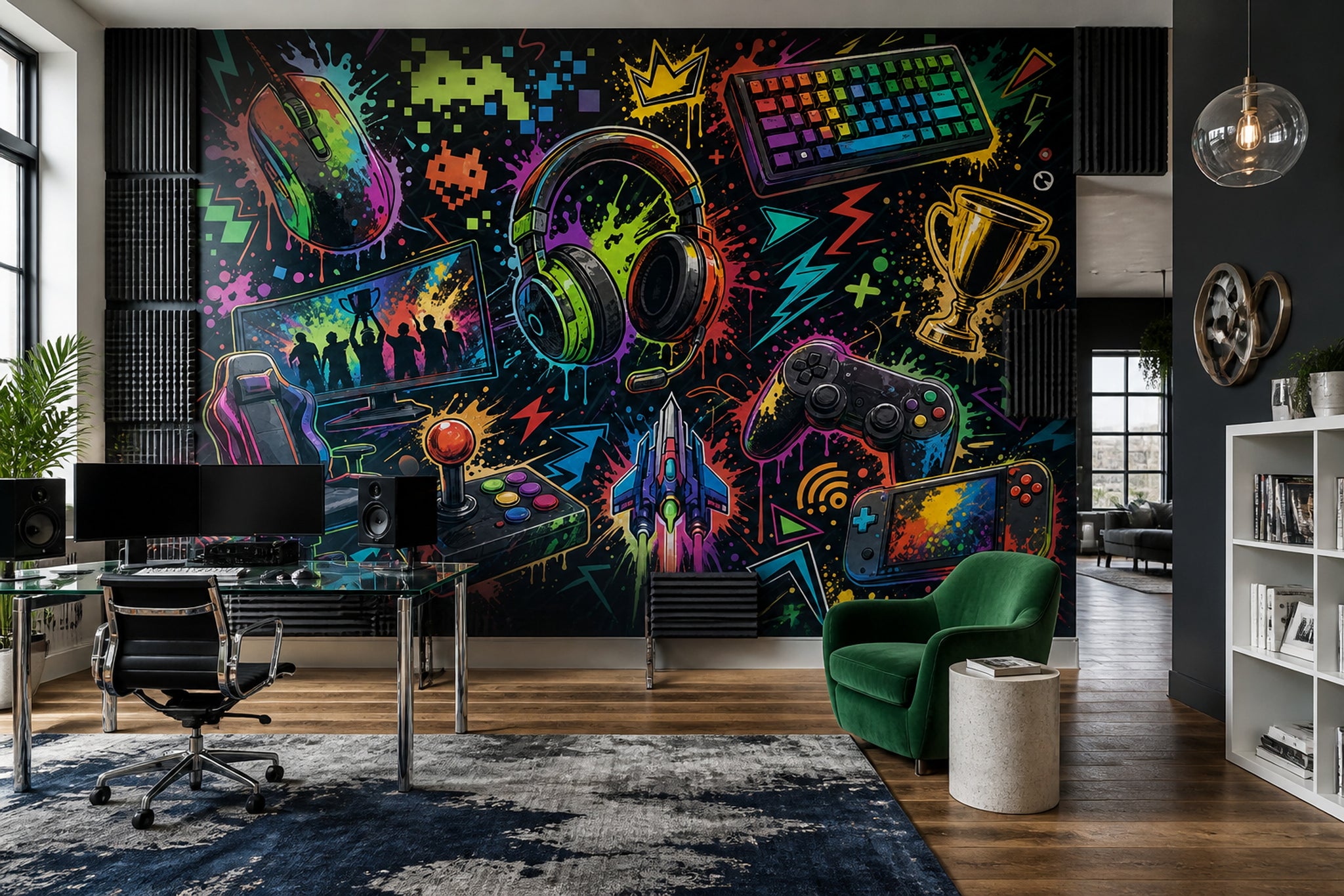 Gaming Wallpaper Neon Graffiti Wall Mural