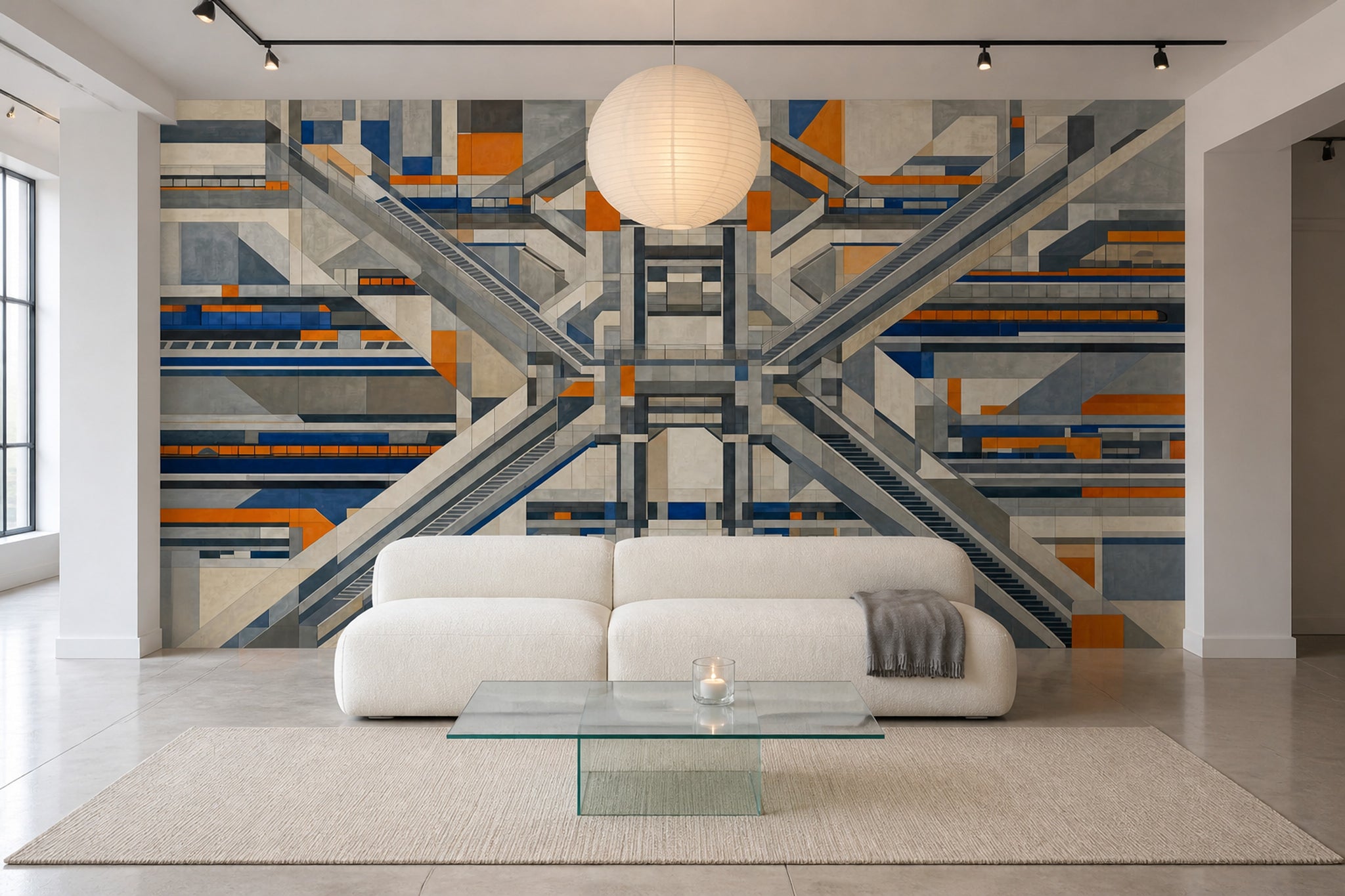 Abstract Geometric Wallpaper Architectural Industrial Modern Removable Wall Decor