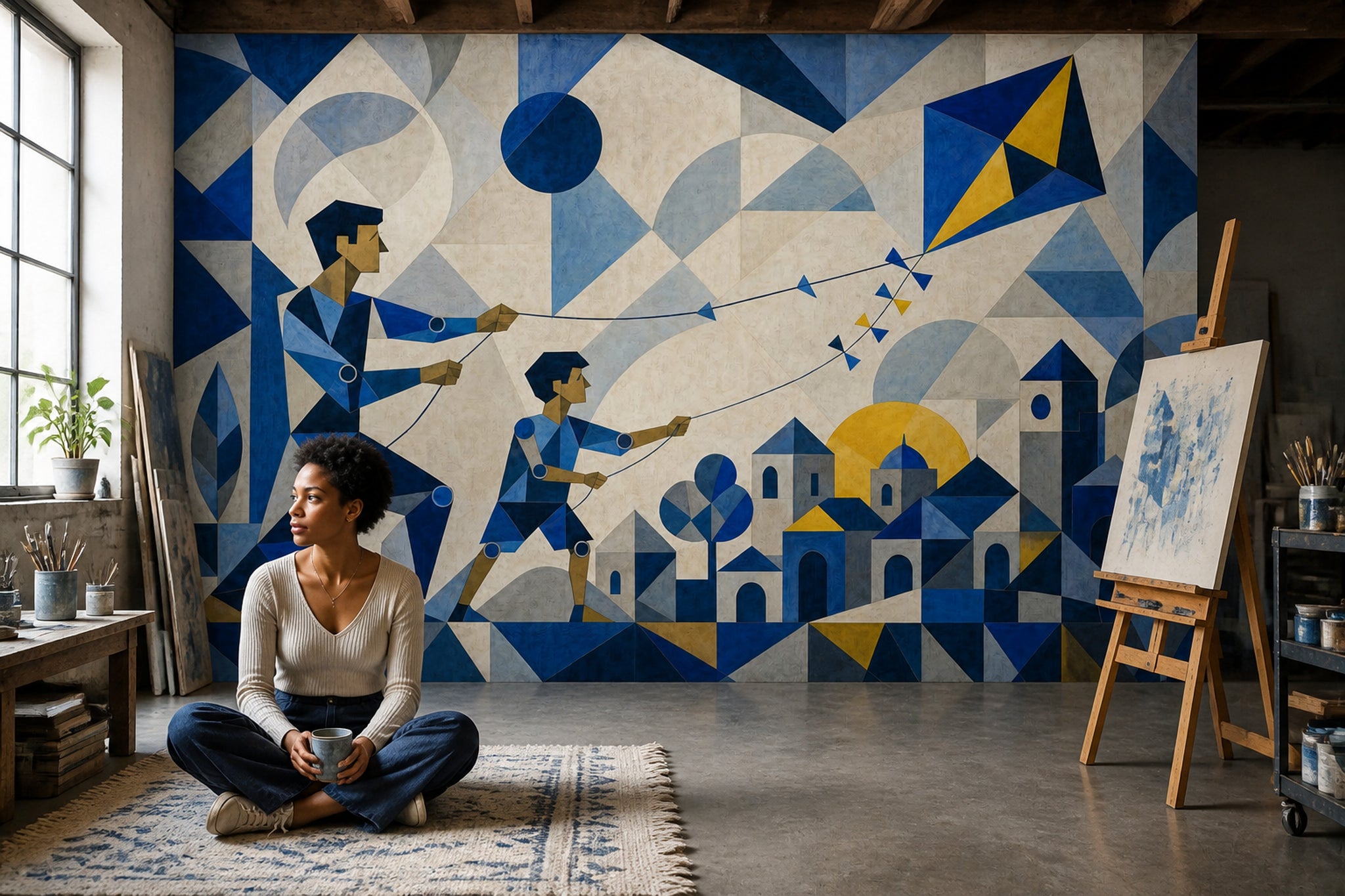 Mid Century Modern Wallpaper Geometric Removable Wall Decor