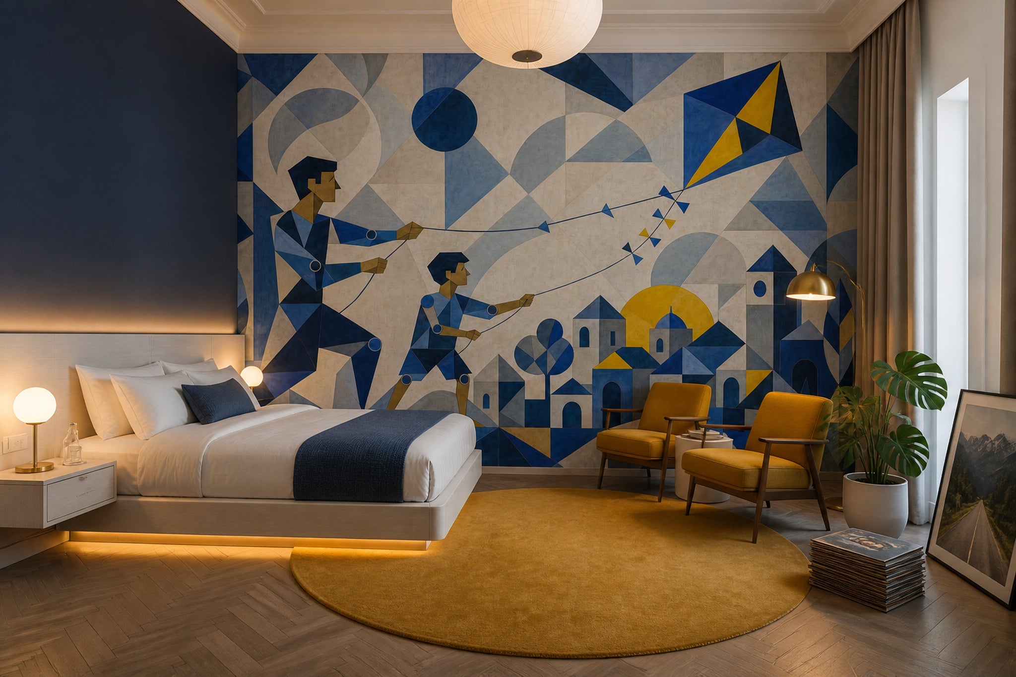 Mid Century Modern Wallpaper Geometric Removable Wall Decor