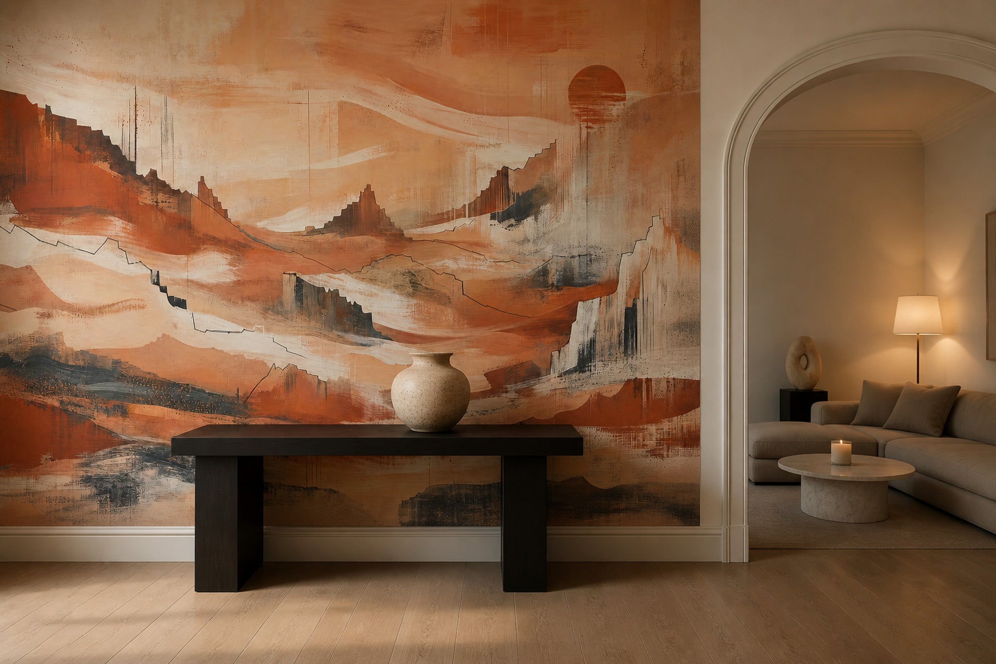 Abstract Desert Wallpaper Canyon Landscape Terracotta Wall Mural