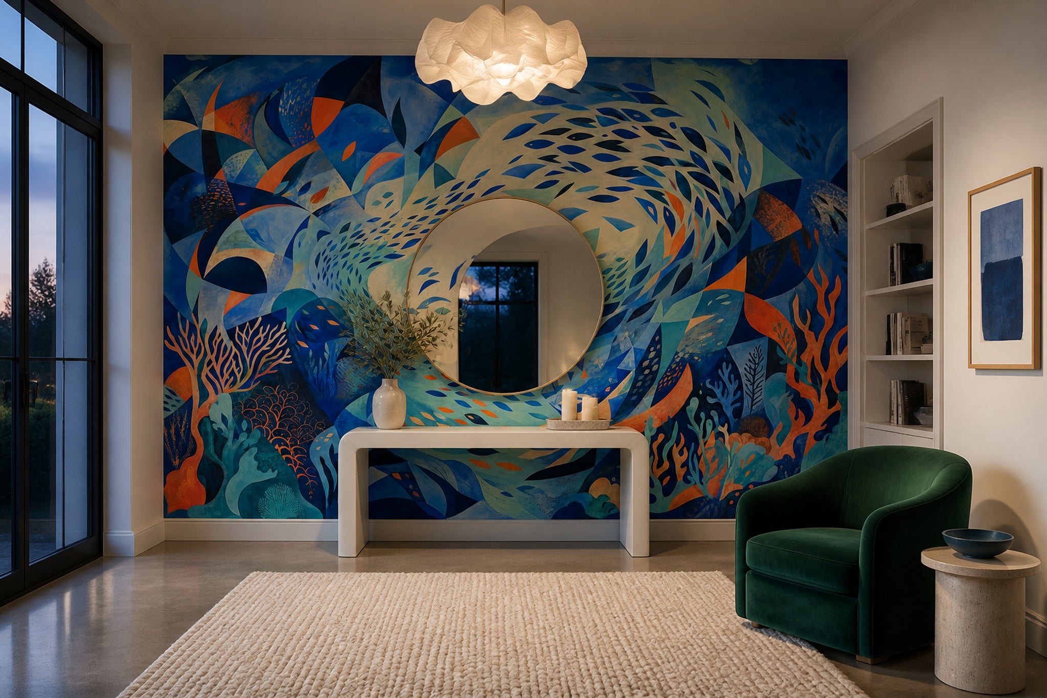 Underwater Reef Wallpaper Abstract Ocean Bright Aquatic Removable Wall Decor