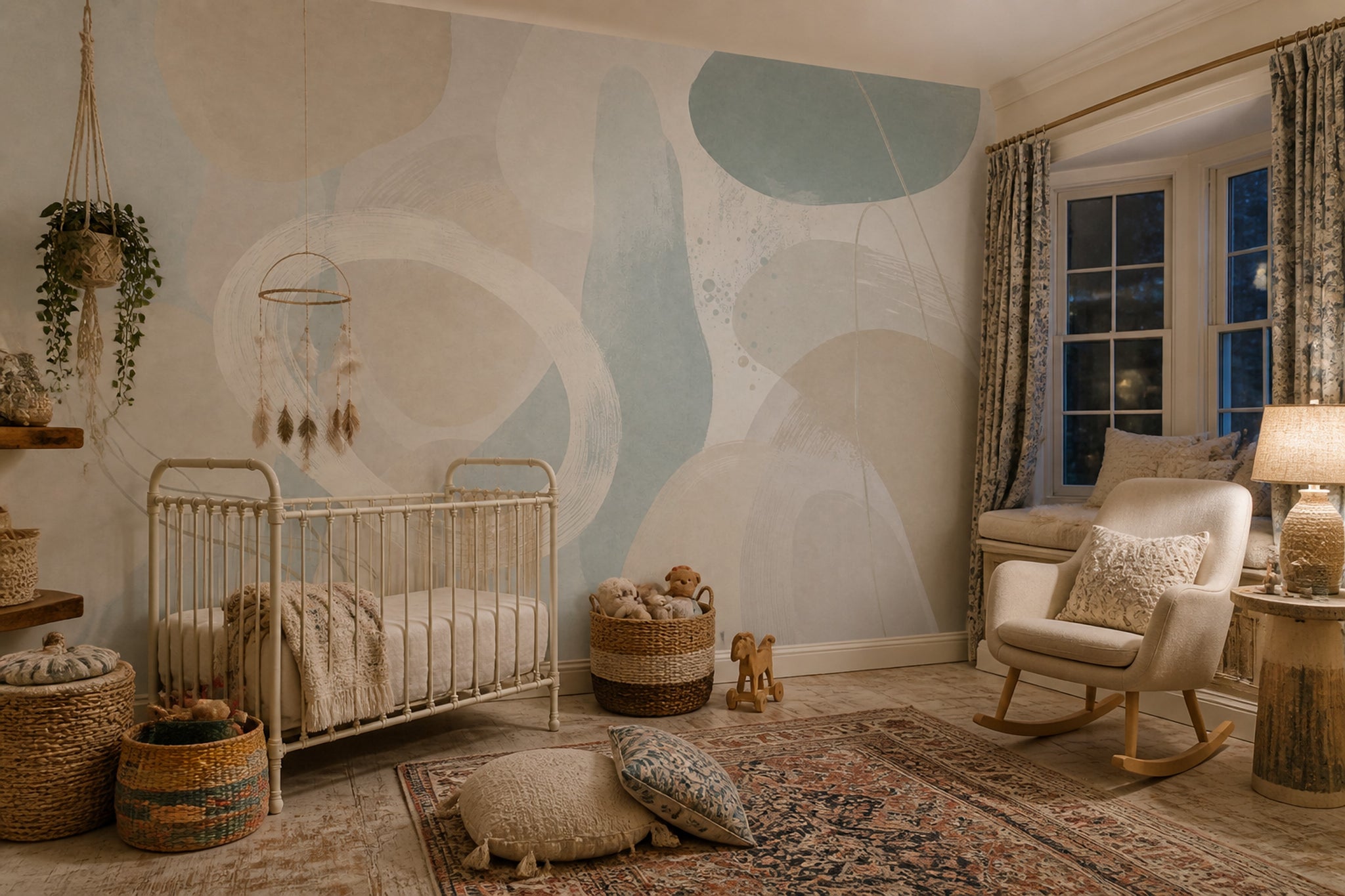 Abstract Wallpaper Geometric Shapes Removable Soft Pastel Wall Decor