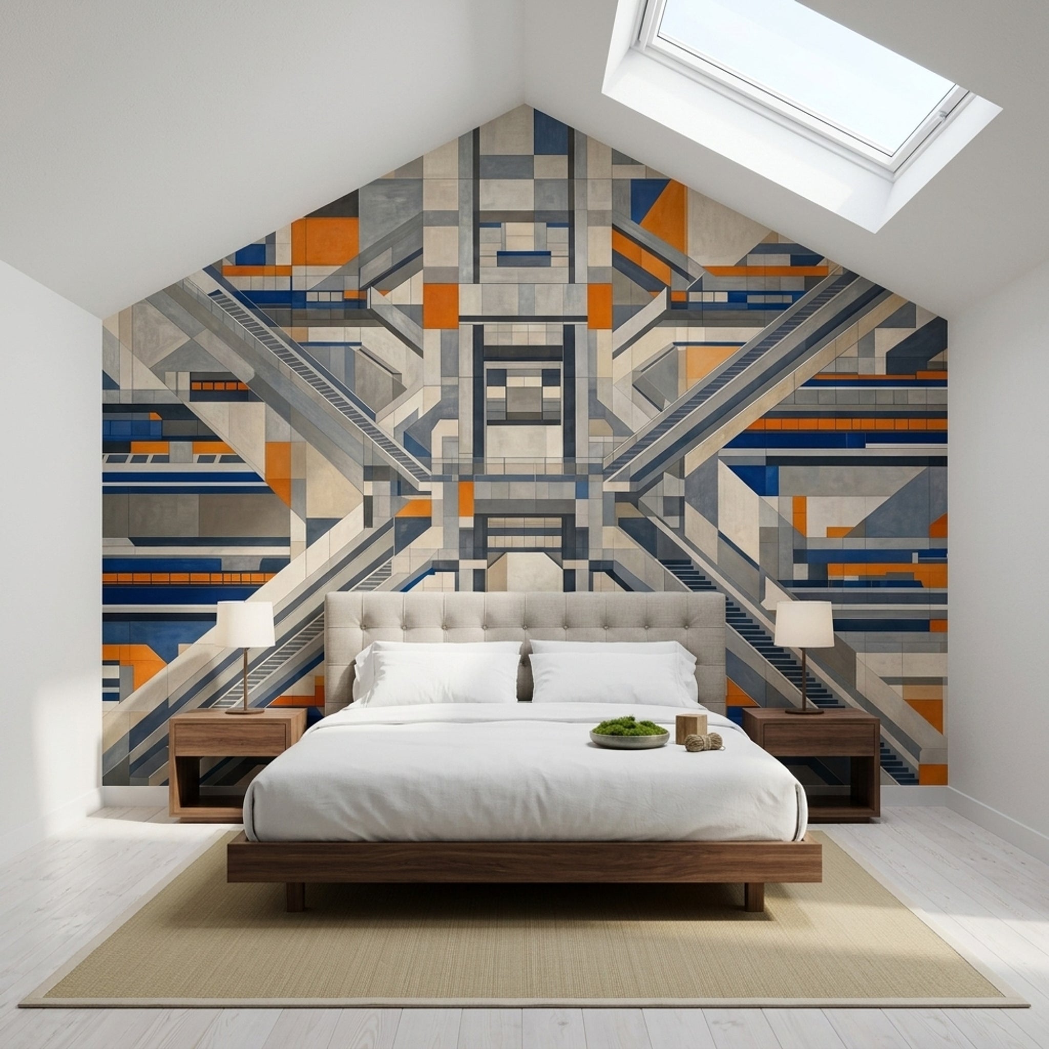 Abstract Geometric Wallpaper Architectural Industrial Modern Removable Wall Decor