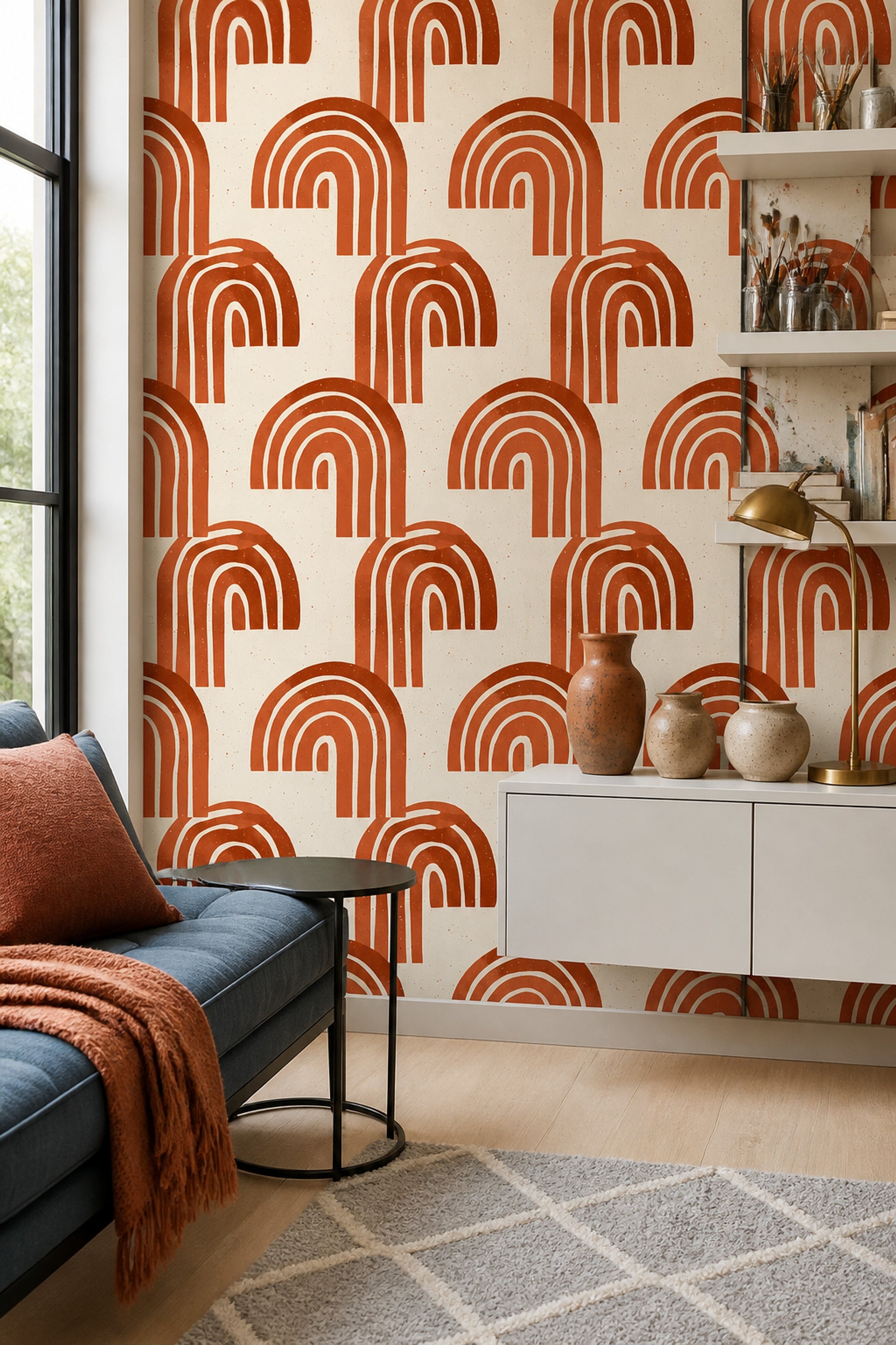 Mid Century Modern Wallpaper Retro Modern Abstract Decorative Mural