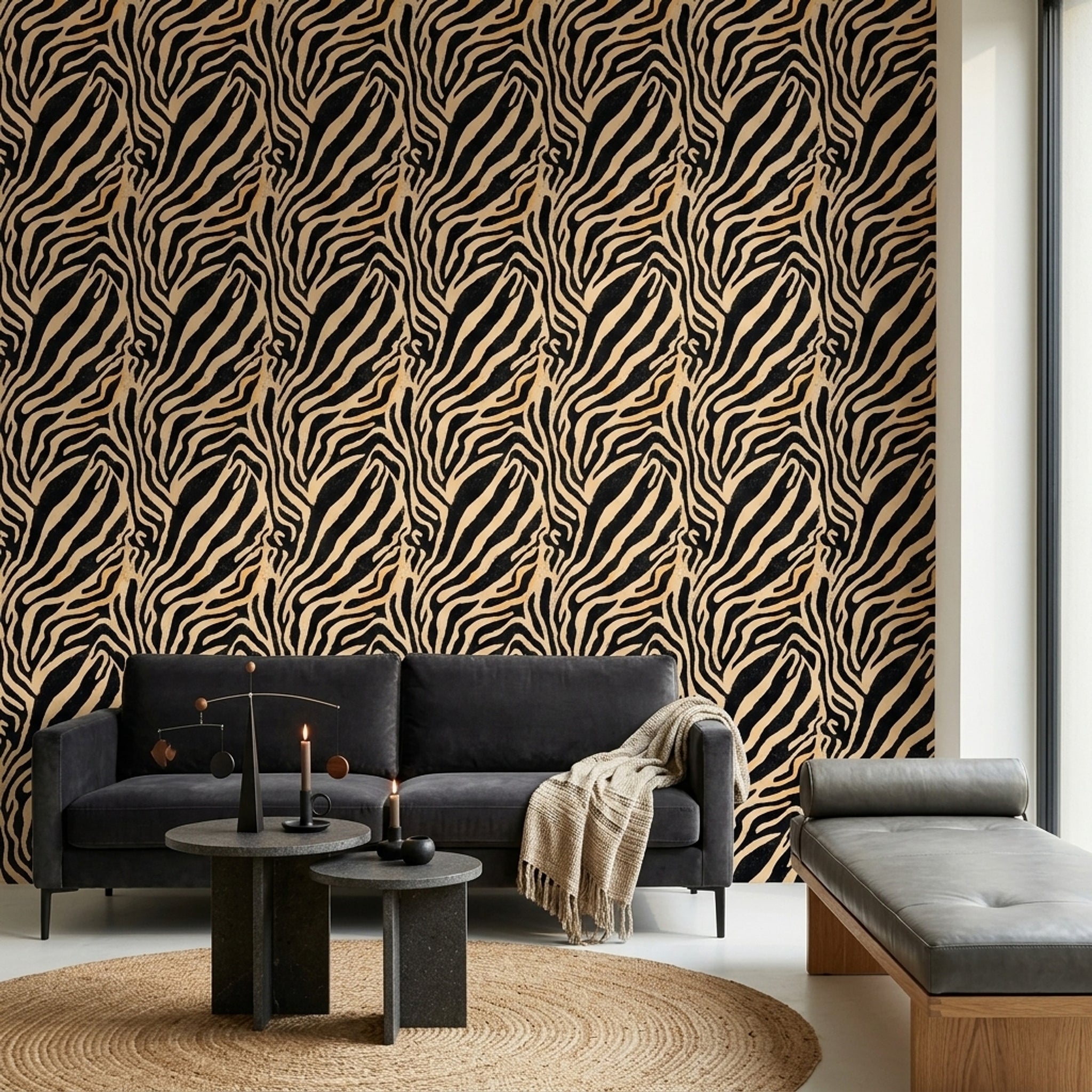 Zebra Print Wallpaper Animal Pattern Removable Abstract Stripes Wall Double Roll