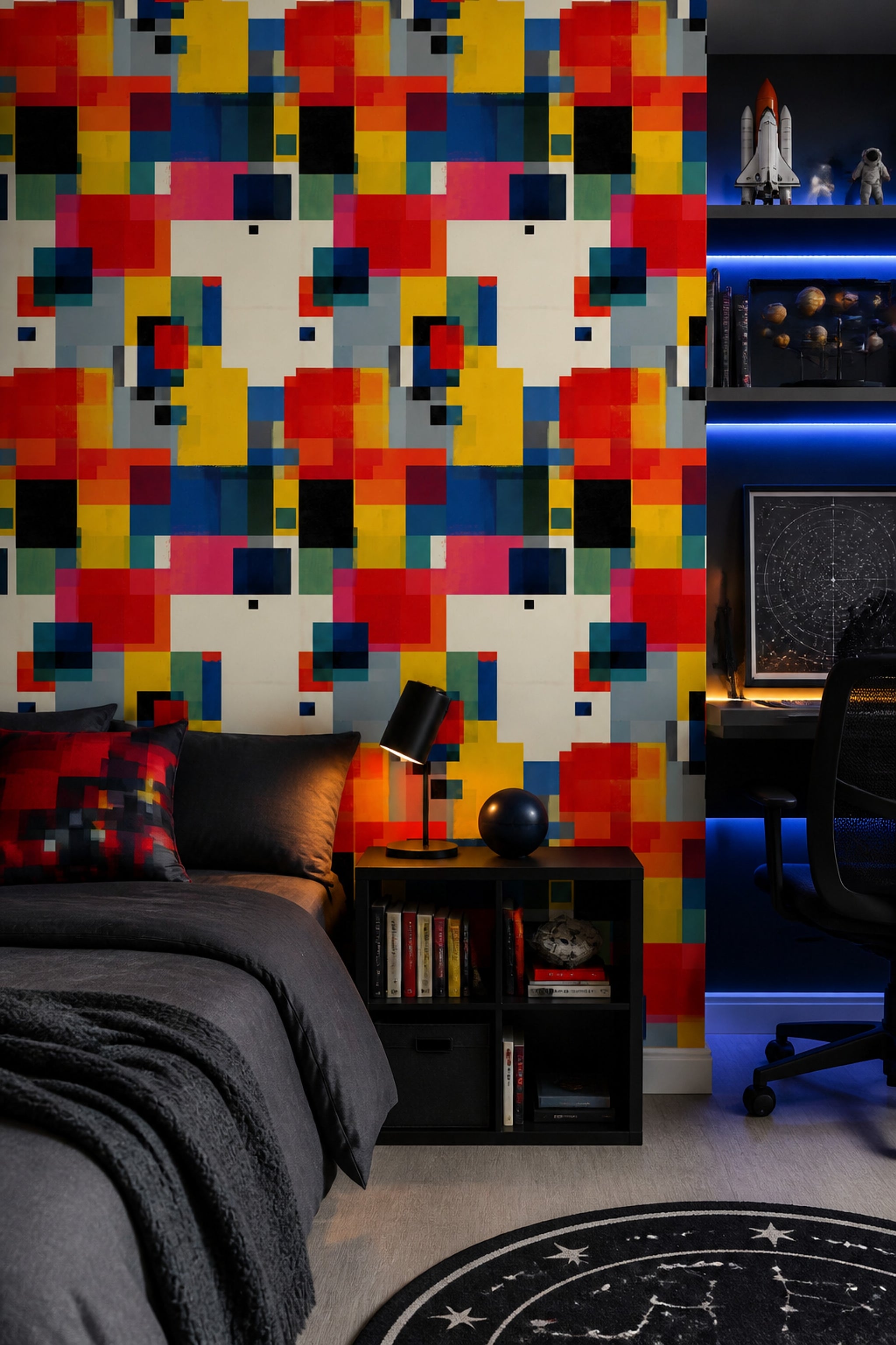 Mid Century Modern Wallpaper Geometric Shapes Removable Abstract Wall Double Roll