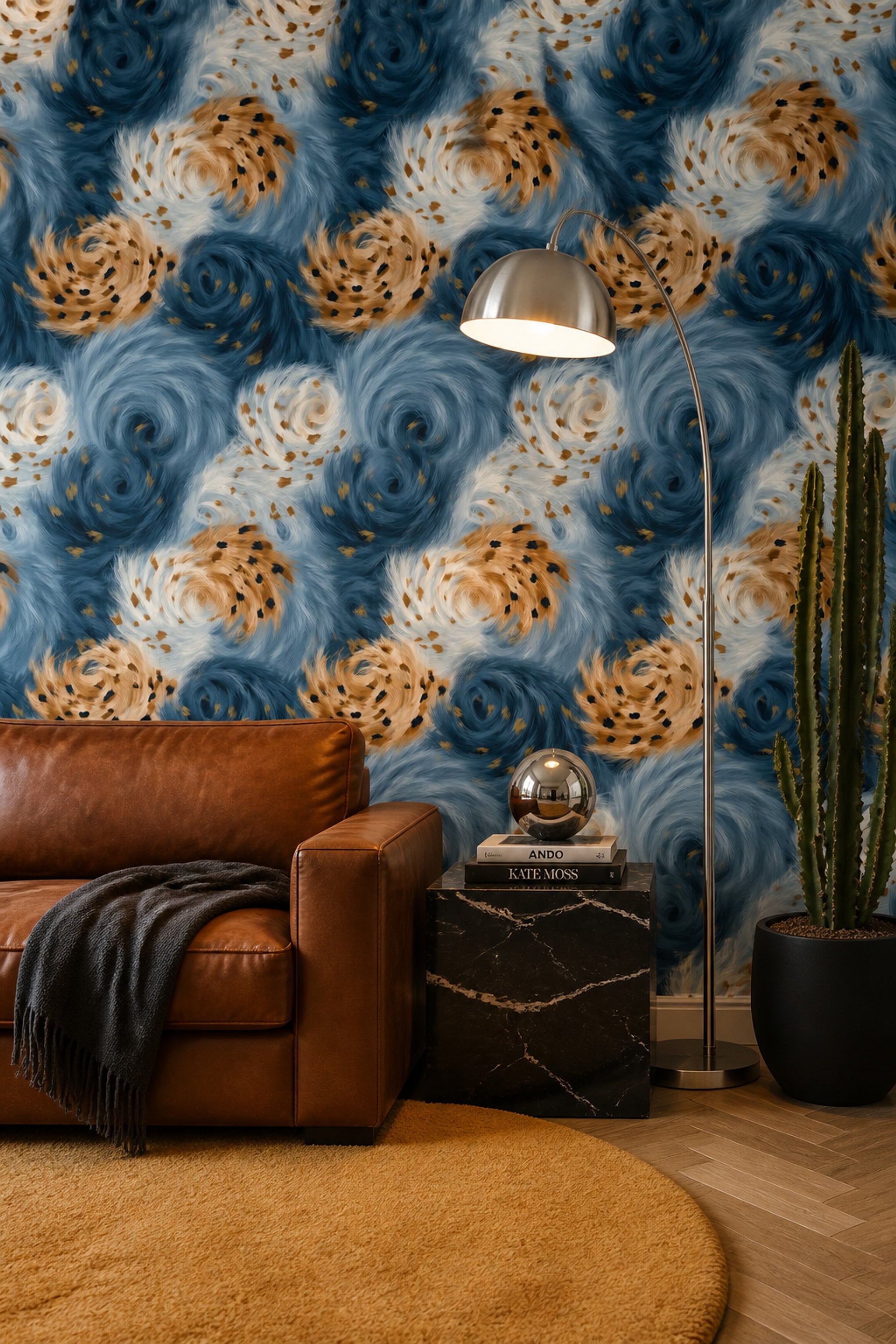 Abstract Wallpaper Animal Print Swirling Fur Texture Removable Wall Decor