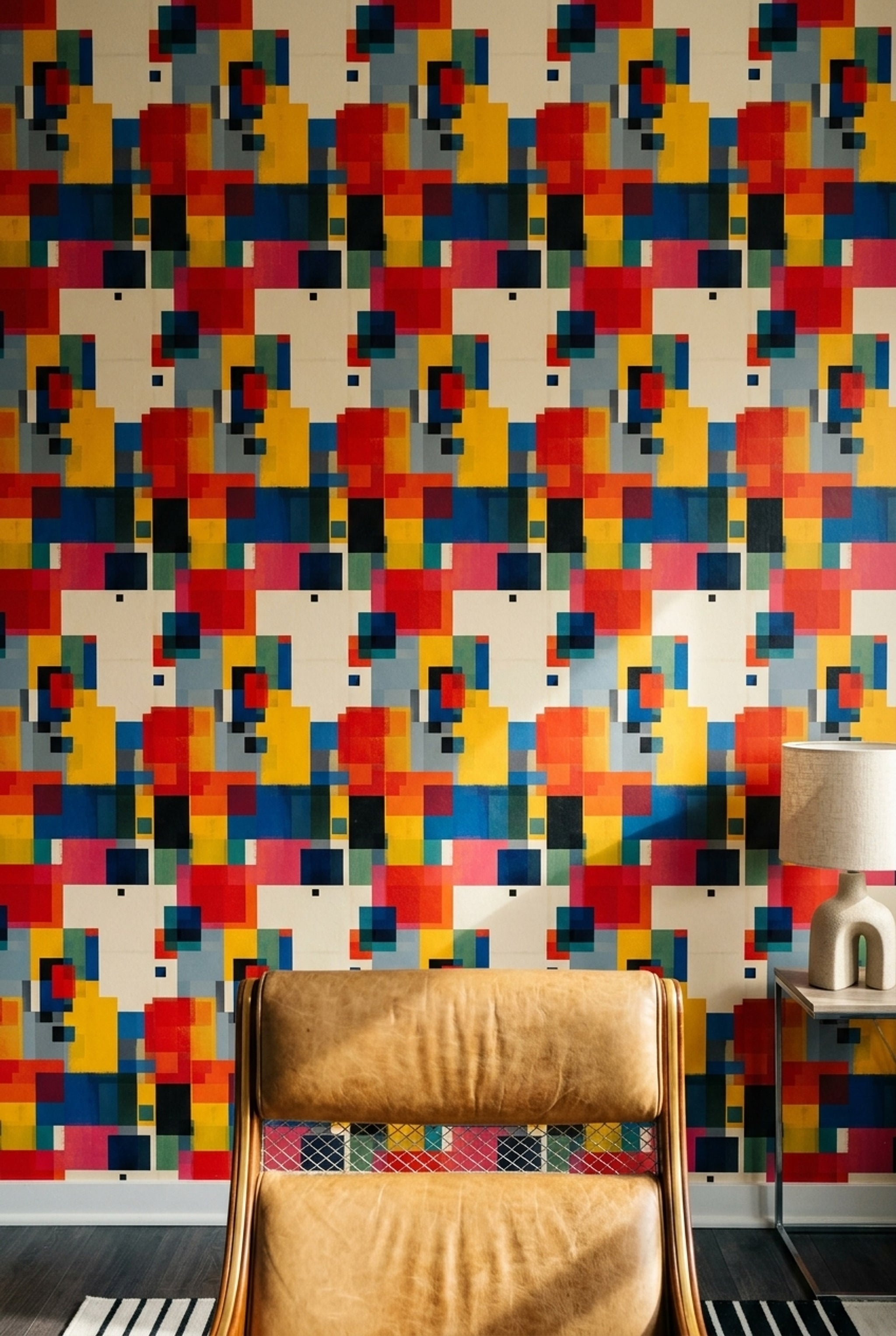 Mid Century Modern Wallpaper Geometric Shapes Removable Abstract Wall Double Roll