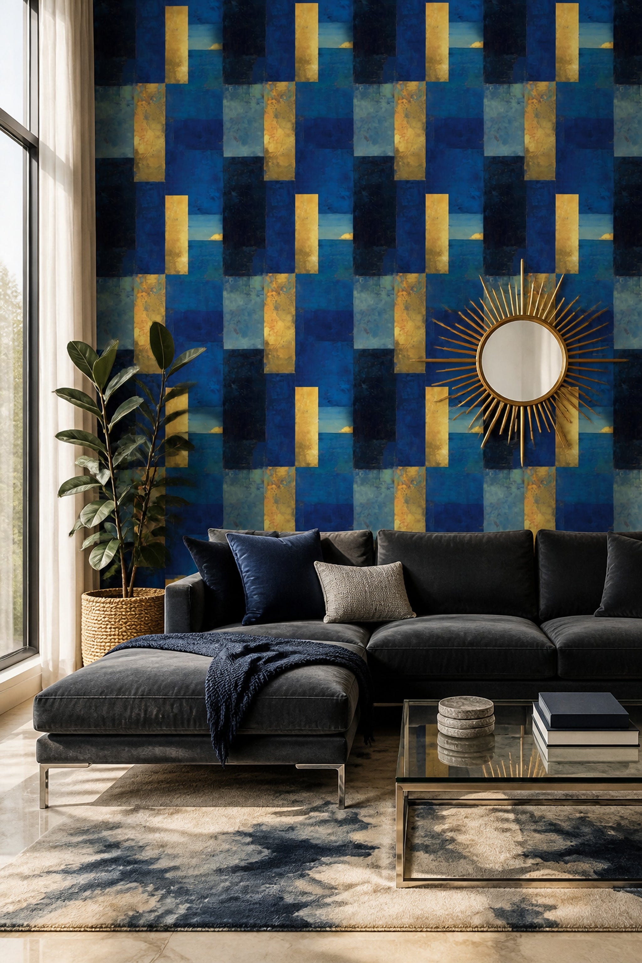 Color Block Wallpaper Abstract Geometric Removable Wall Decor