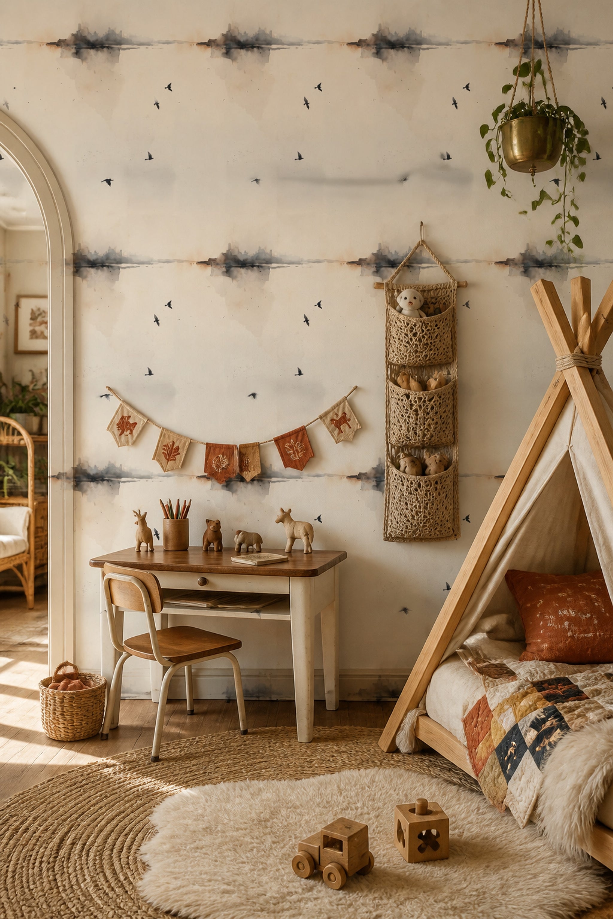 Paper Texture Wallpaper Watercolor Ink Wash Removable Wall Decor