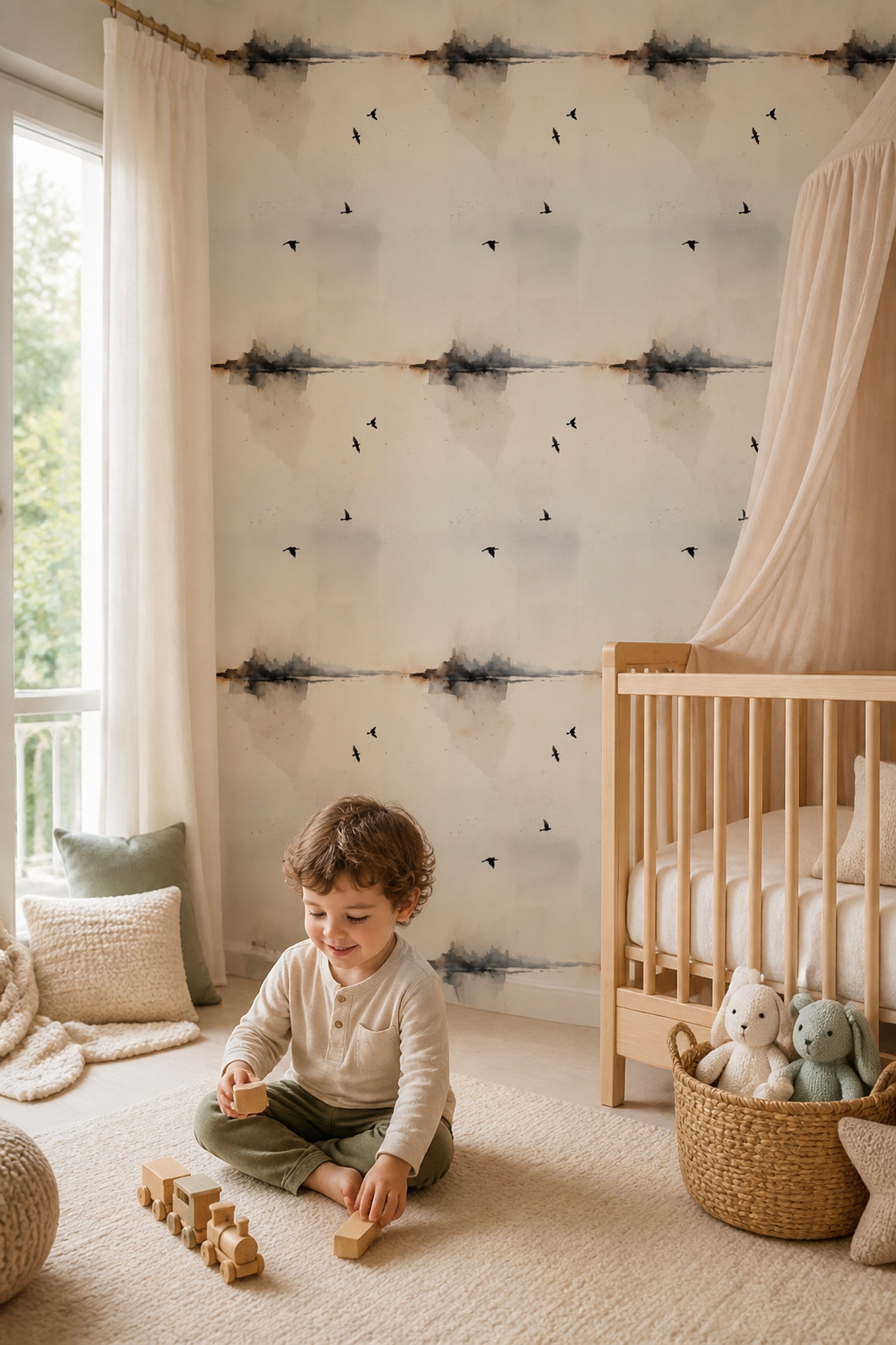 Paper Texture Wallpaper Watercolor Ink Wash Removable Wall Decor