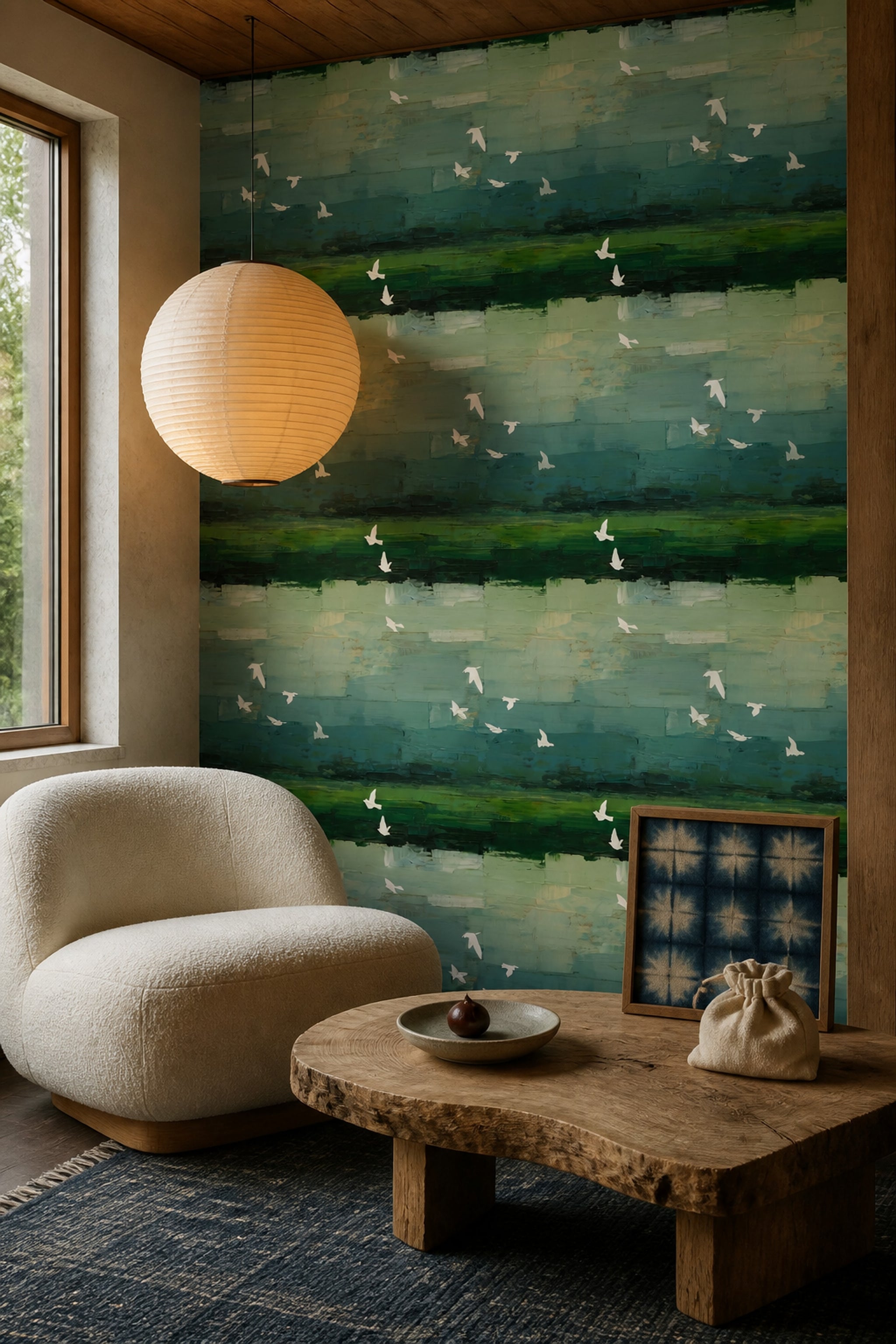 Birds In Flight Wallpaper Abstract Removable Moody Wall Double Roll