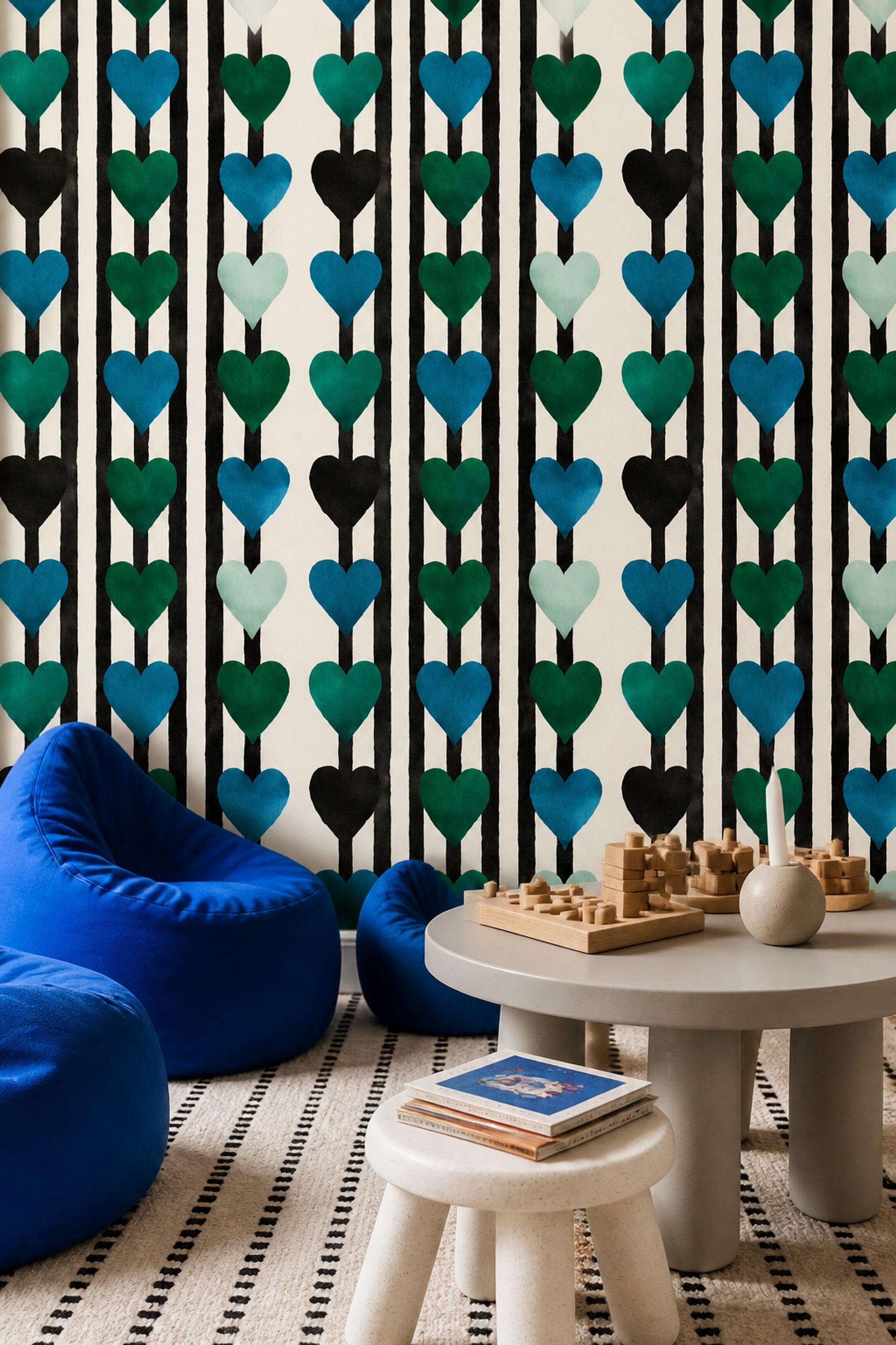 Solid Black Wallpaper Graphic Striped Removable Wall Decor