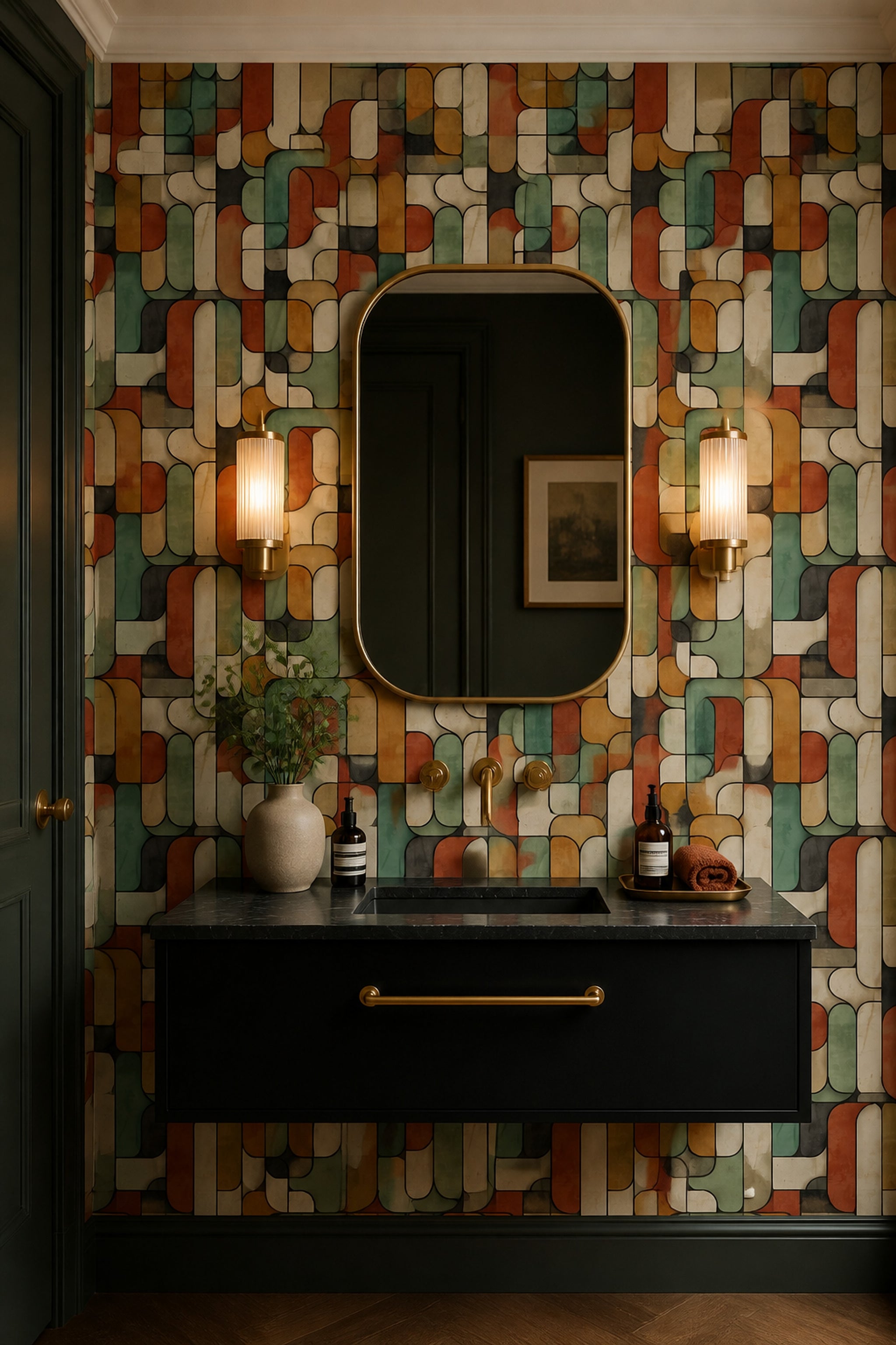 Mid Century Modern Wallpaper Retro Geometric Decorative Mural