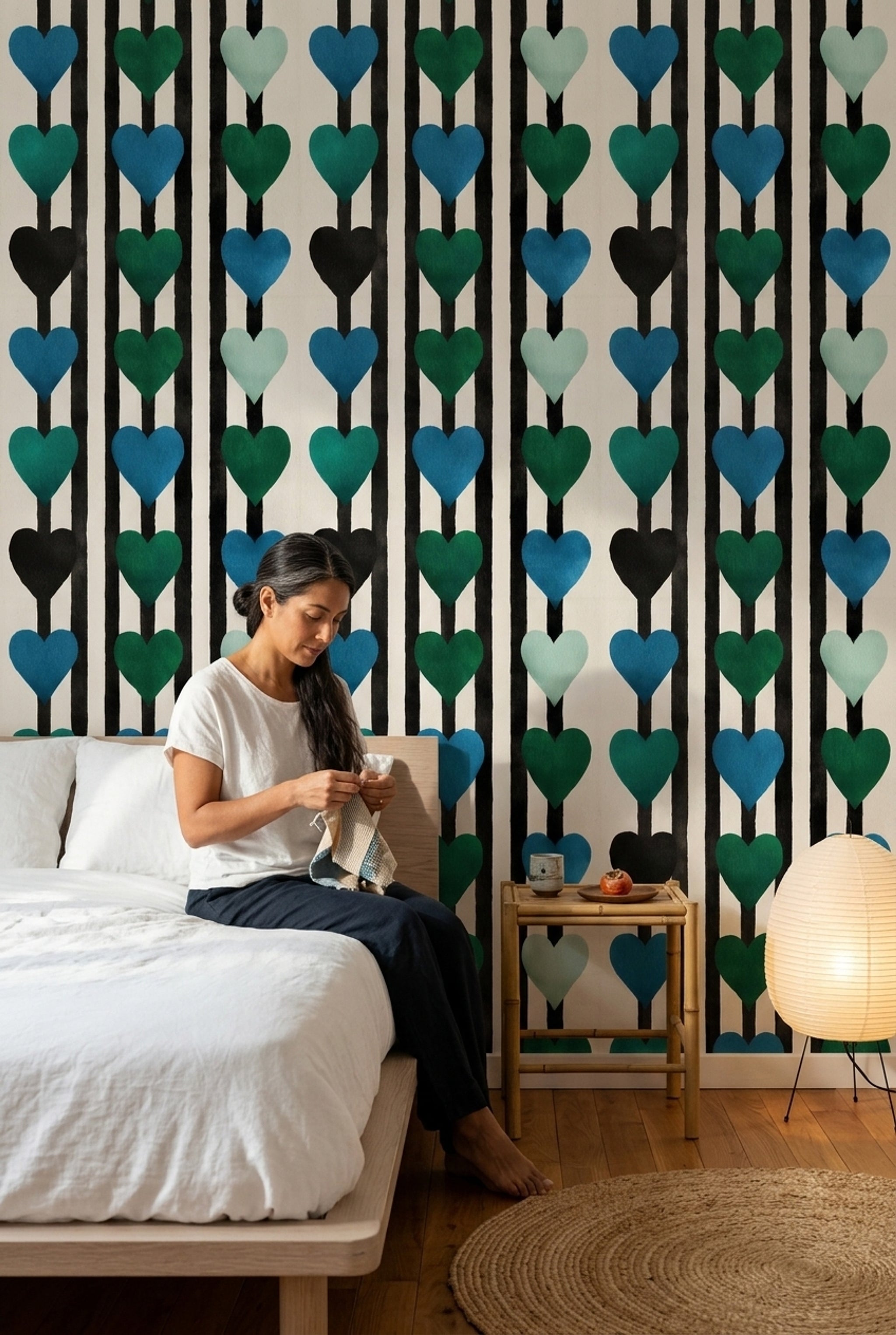 Solid Black Wallpaper Graphic Striped Removable Wall Decor