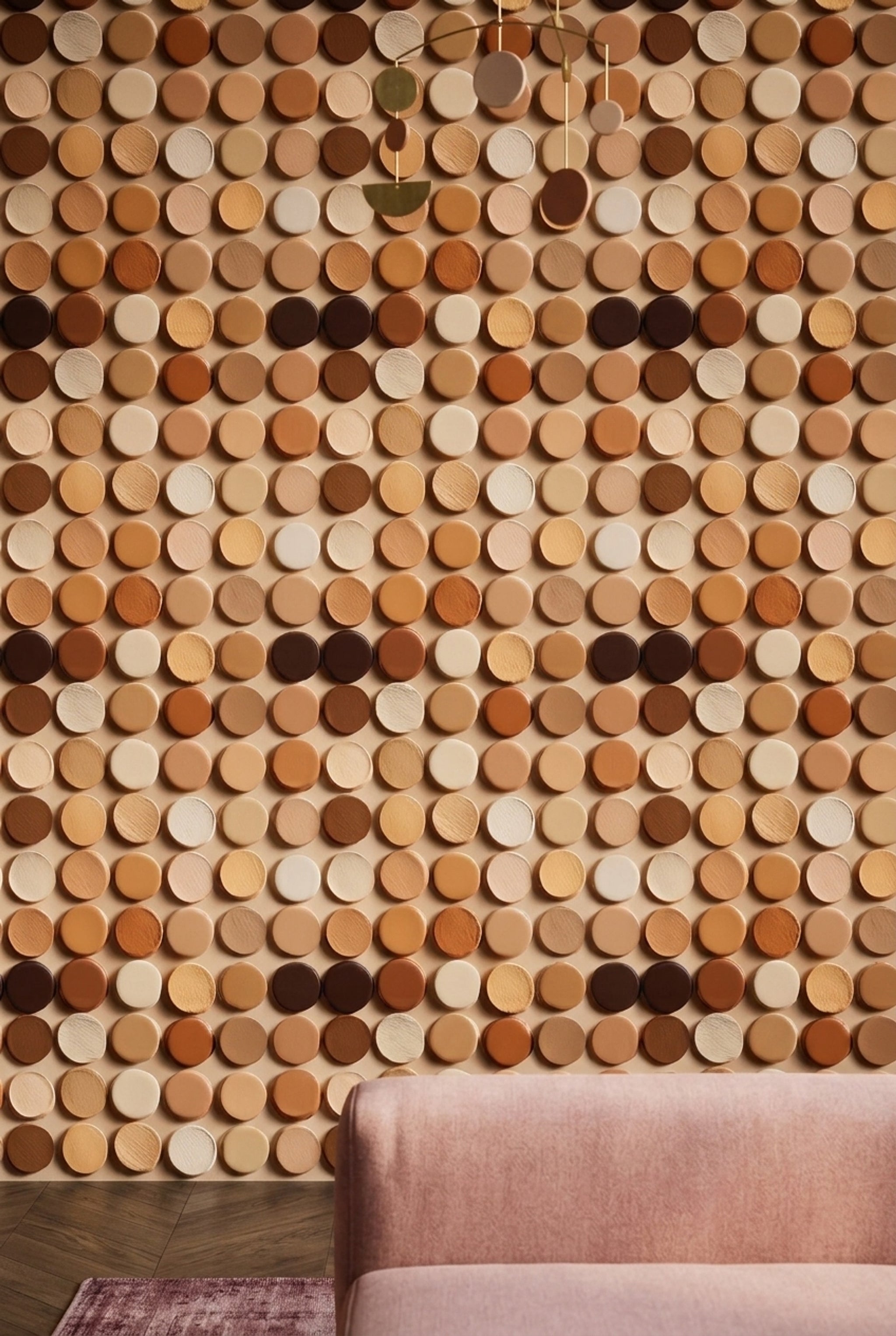 Neutral Palette Wallpaper Circular Swatches Geometric Repeat Decorative Mural