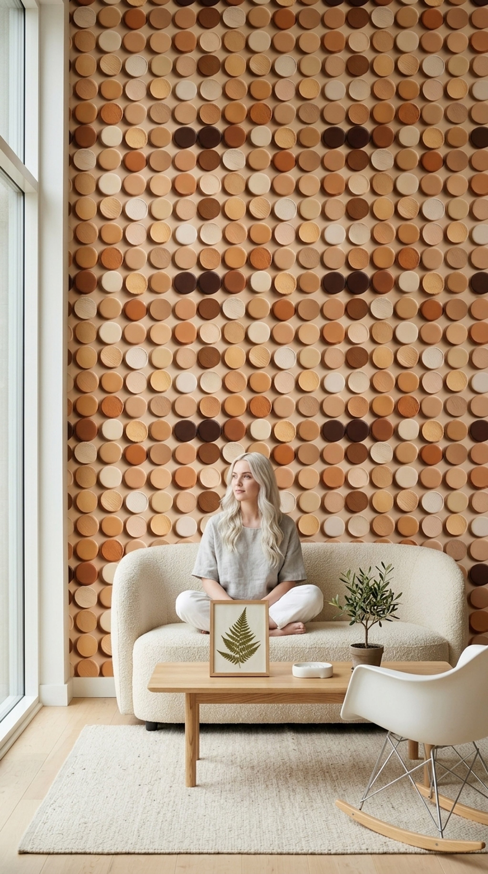 Neutral Palette Wallpaper Circular Swatches Geometric Repeat Decorative Mural