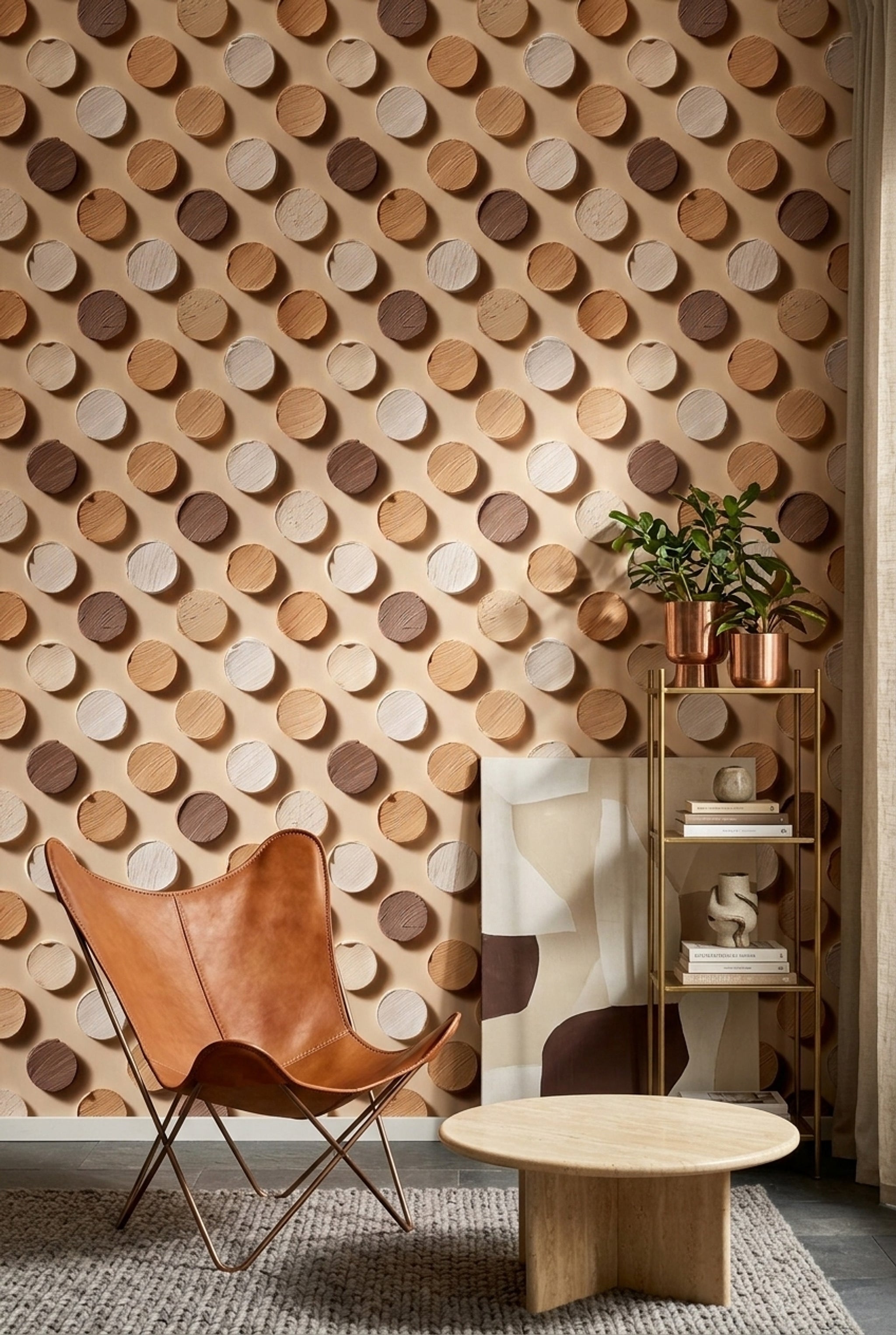 Abstract Geometric Wallpaper Circular Swatches Removable Neutral Palette Wall Double Roll