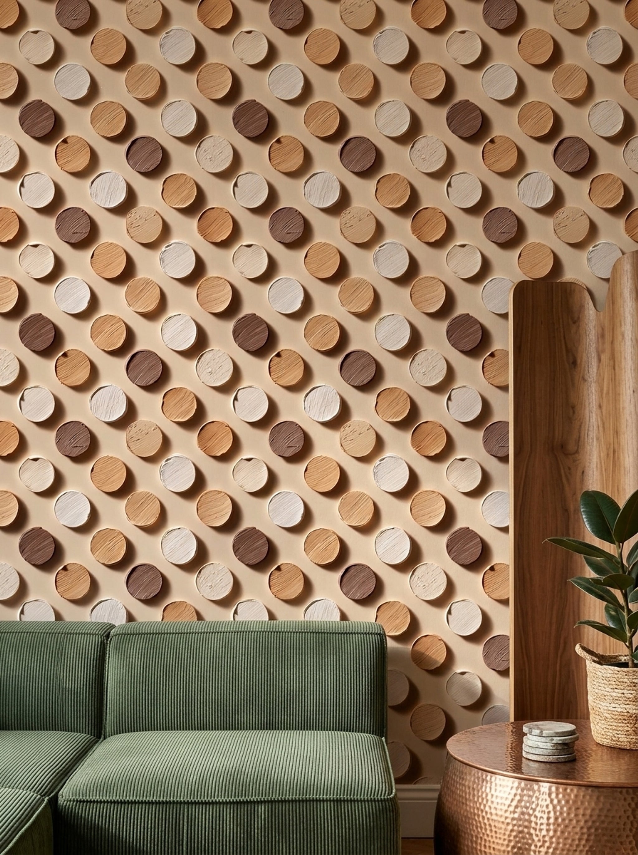 Abstract Geometric Wallpaper Circular Swatches Removable Neutral Palette Wall Double Roll