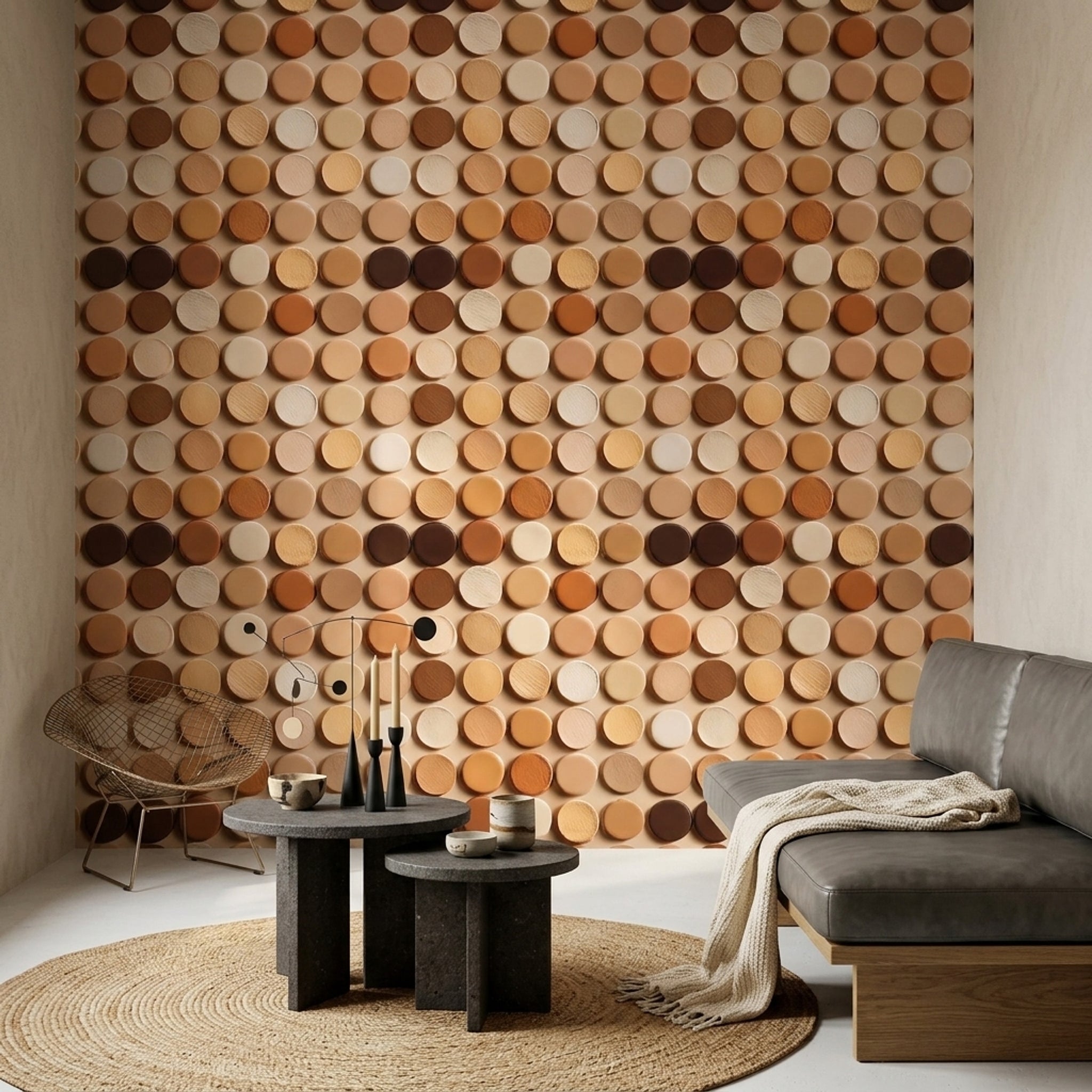 Neutral Palette Wallpaper Circular Swatches Geometric Repeat Decorative Mural