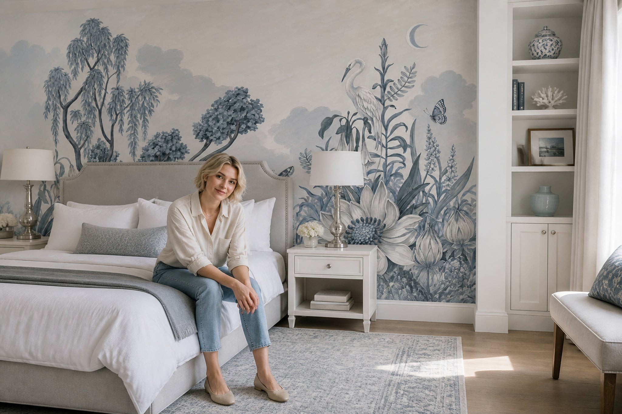 White Background Wallpaper Neutral Watercolor Wall Mural