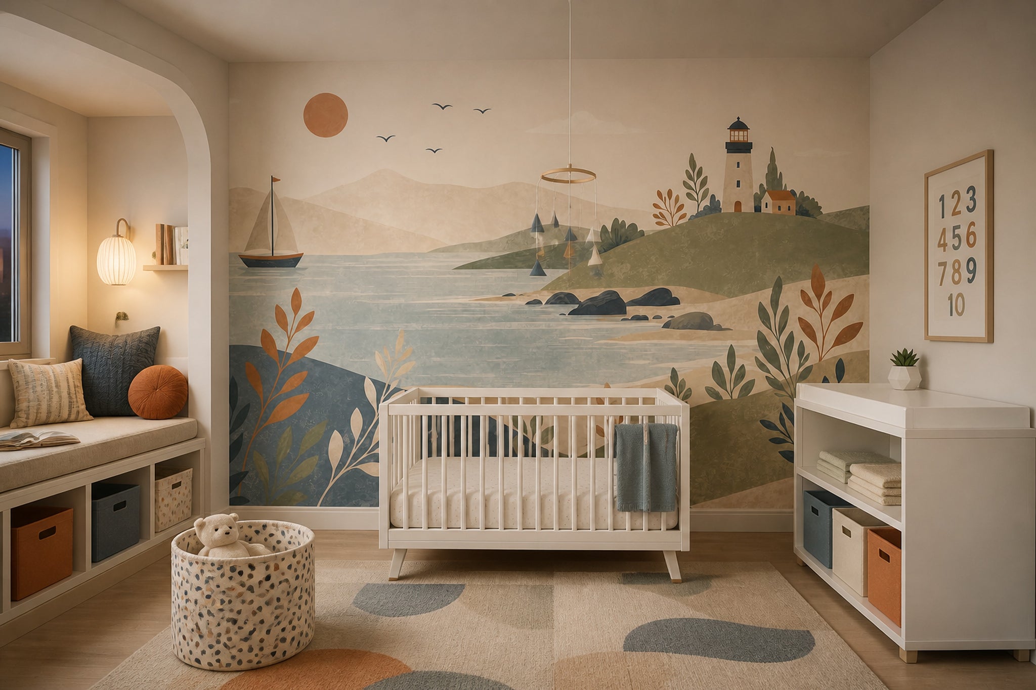 Watercolor Texture Wallpaper Coastal Nautical Wall Mural