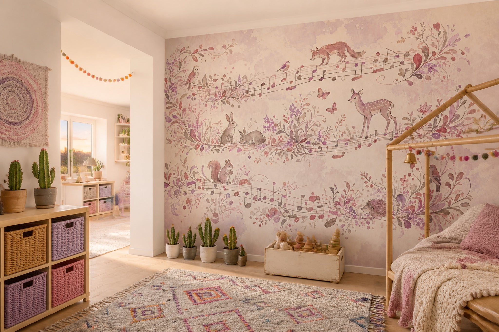 Woodland Animals Wallpaper Watercolor Whimsical Wall Mural