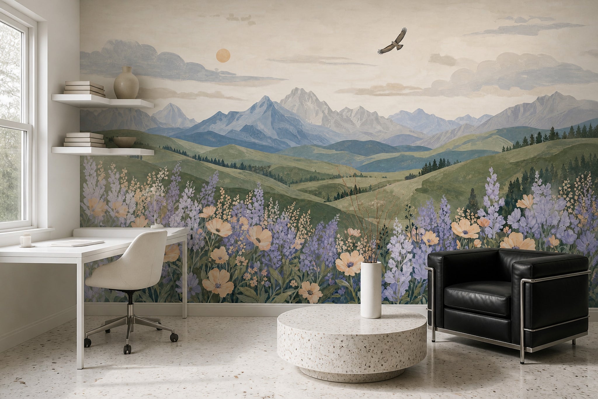 Mountain Landscape Wallpaper Wildflower Meadow Wall Mural