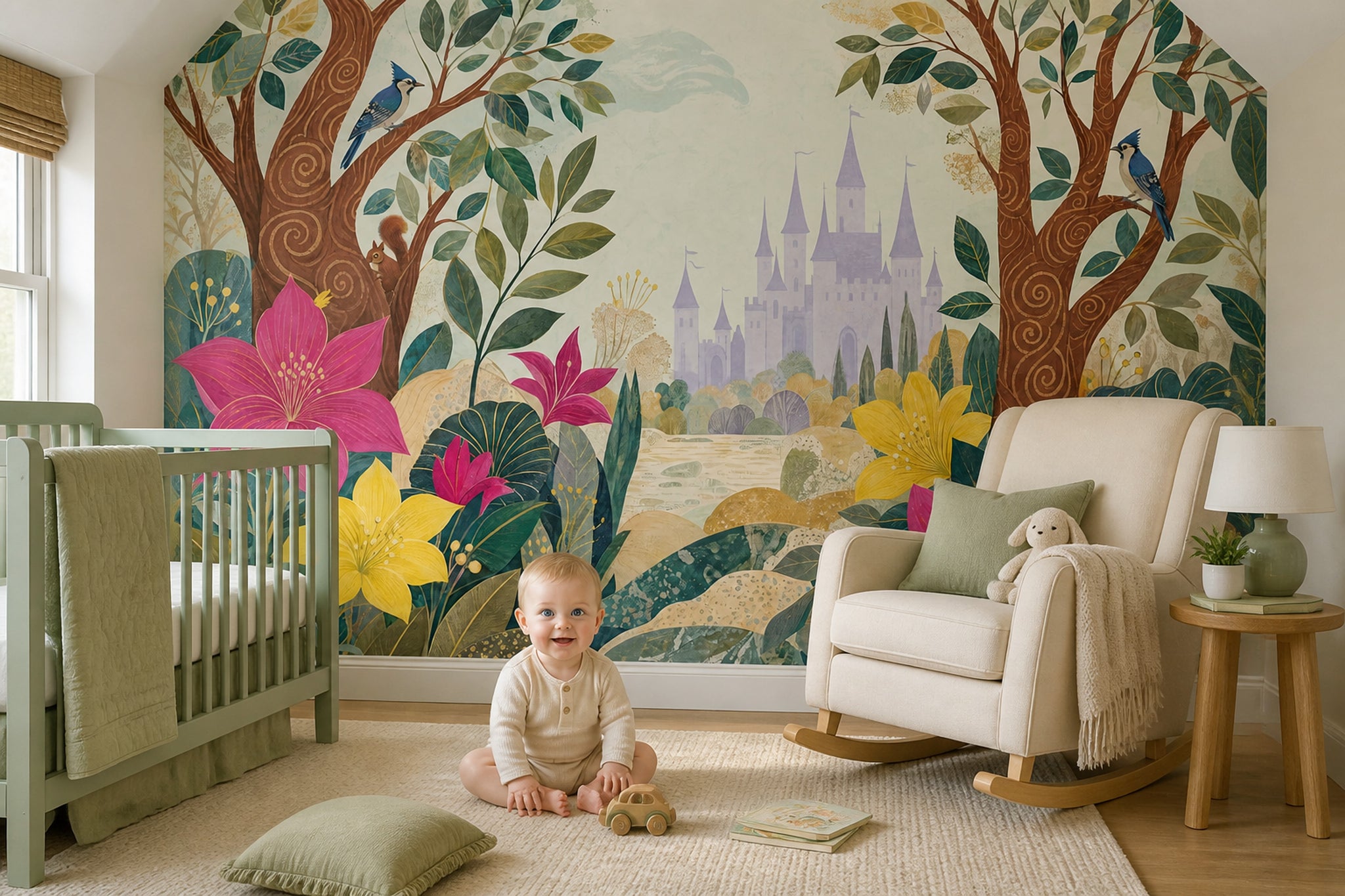 Fairytale Forest Wallpaper Castle Landscape Wall Mural