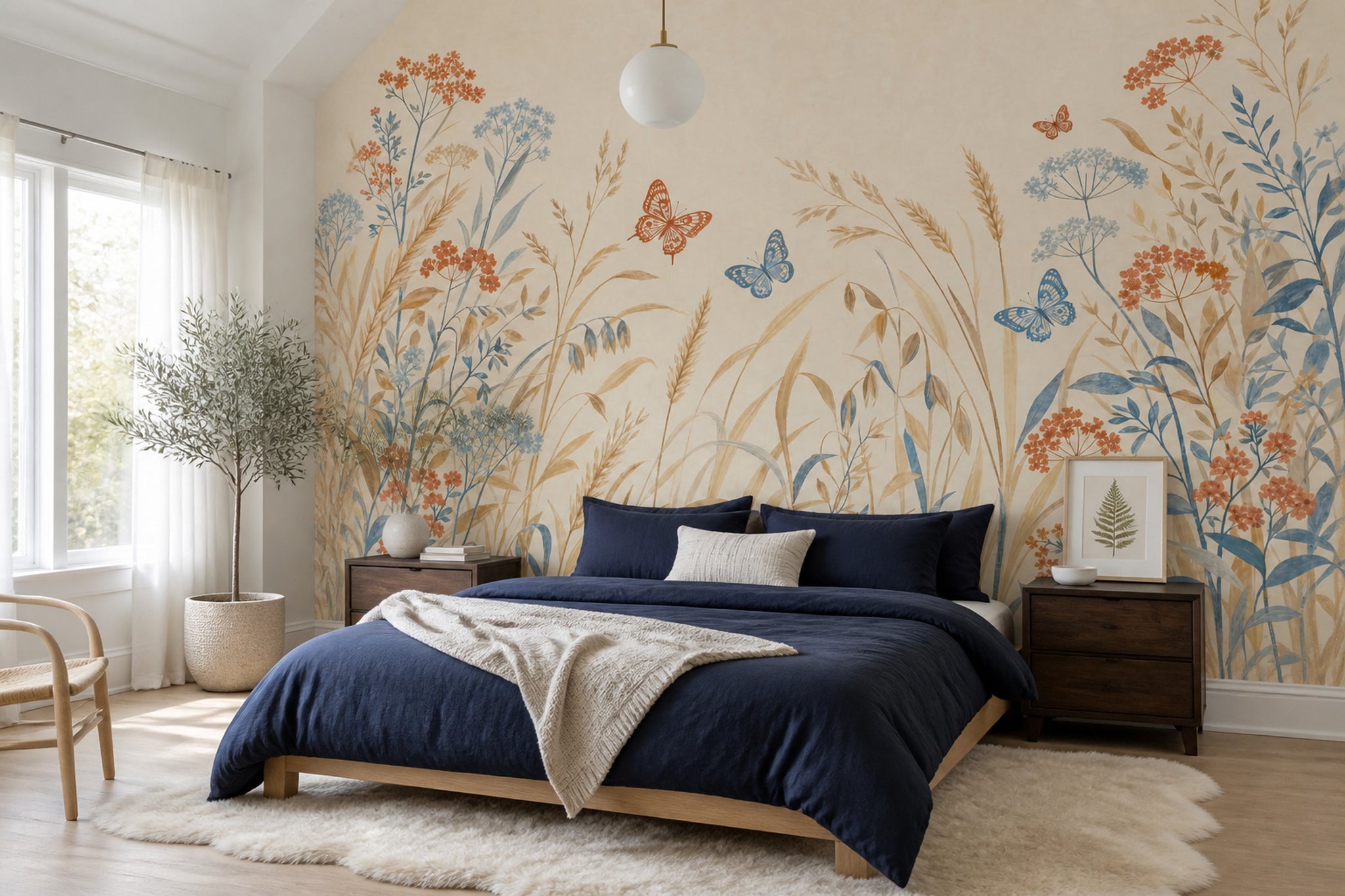 Wildflower Meadow Wallpaper Blue Botanicals Wall Mural