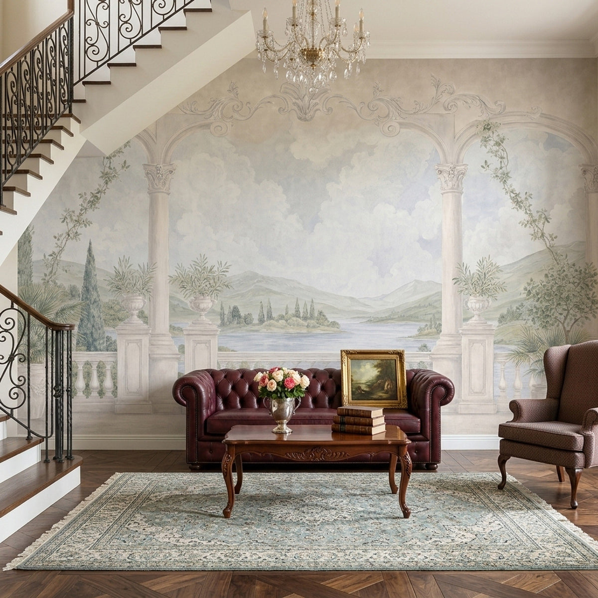 Classical Landscape Wallpaper Trompe L'Oeil Columns Wall Mural – Ready-to-Ship Outlet